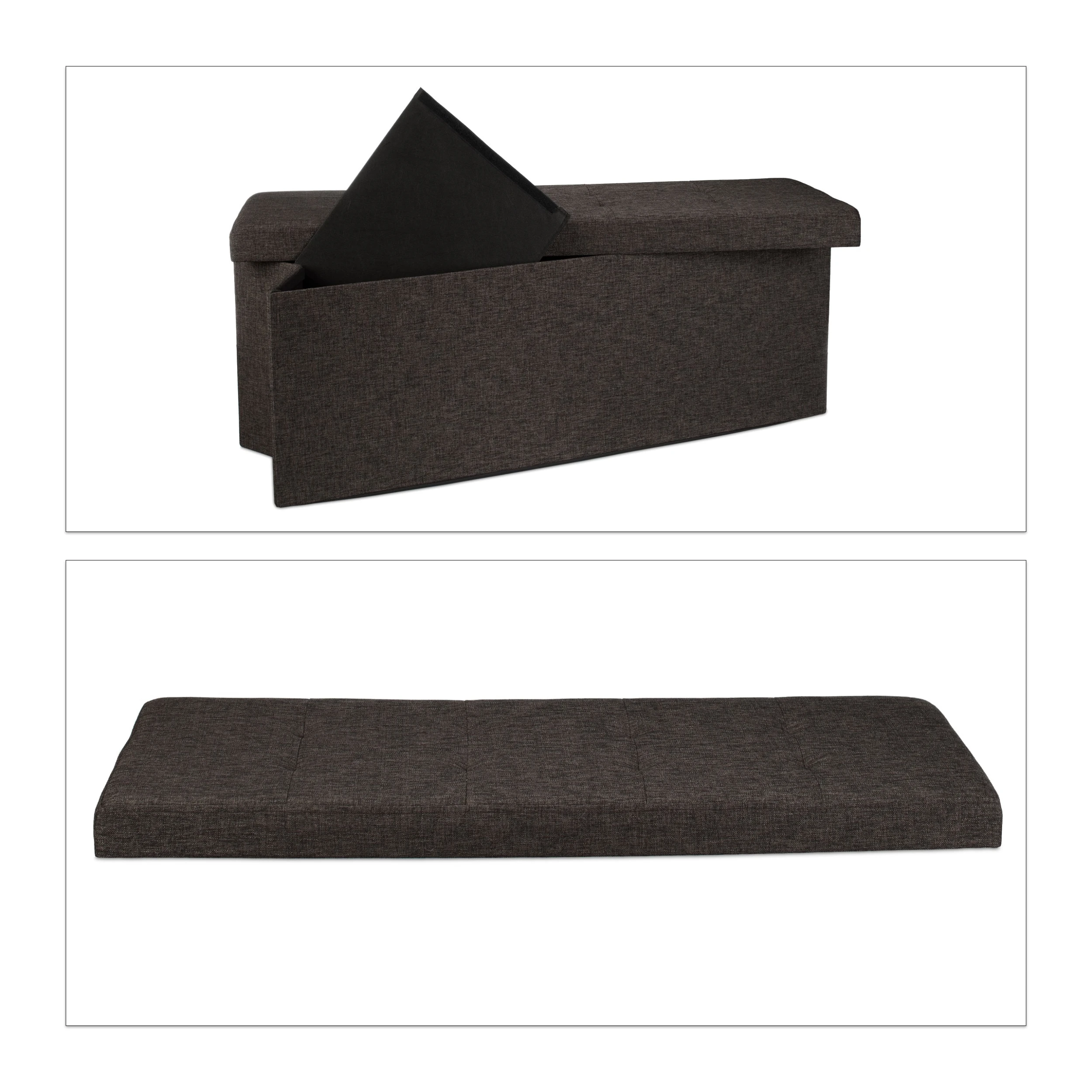 Relaxdays Faltbare Sitzbank In Braun - (B)114 X (H)38 X (T)38 Cm - Image 8