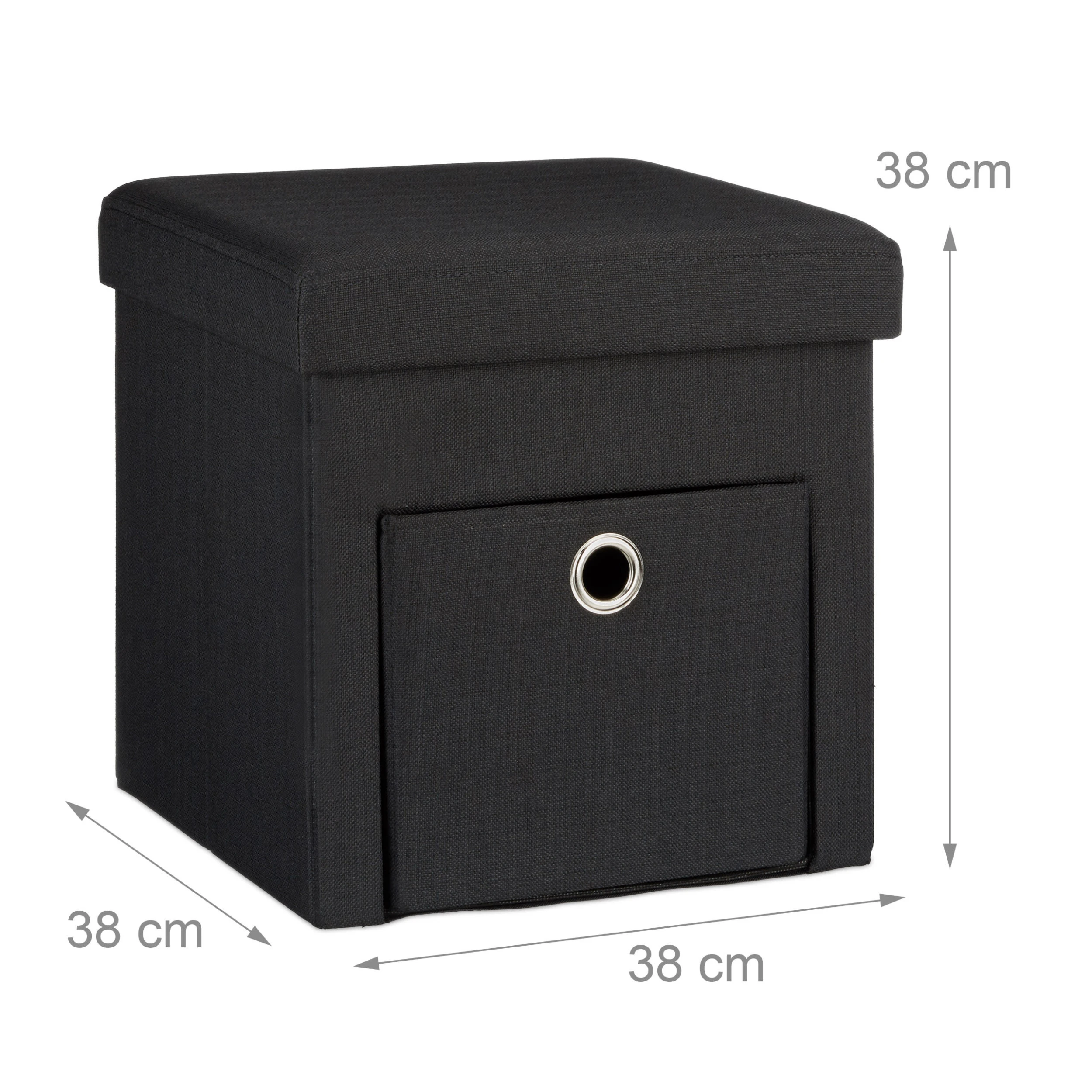 Relaxdays Faltbarer Sitzhocker In Schwarz - (B)38 X (H)38 X (T)38 Cm - Image 4