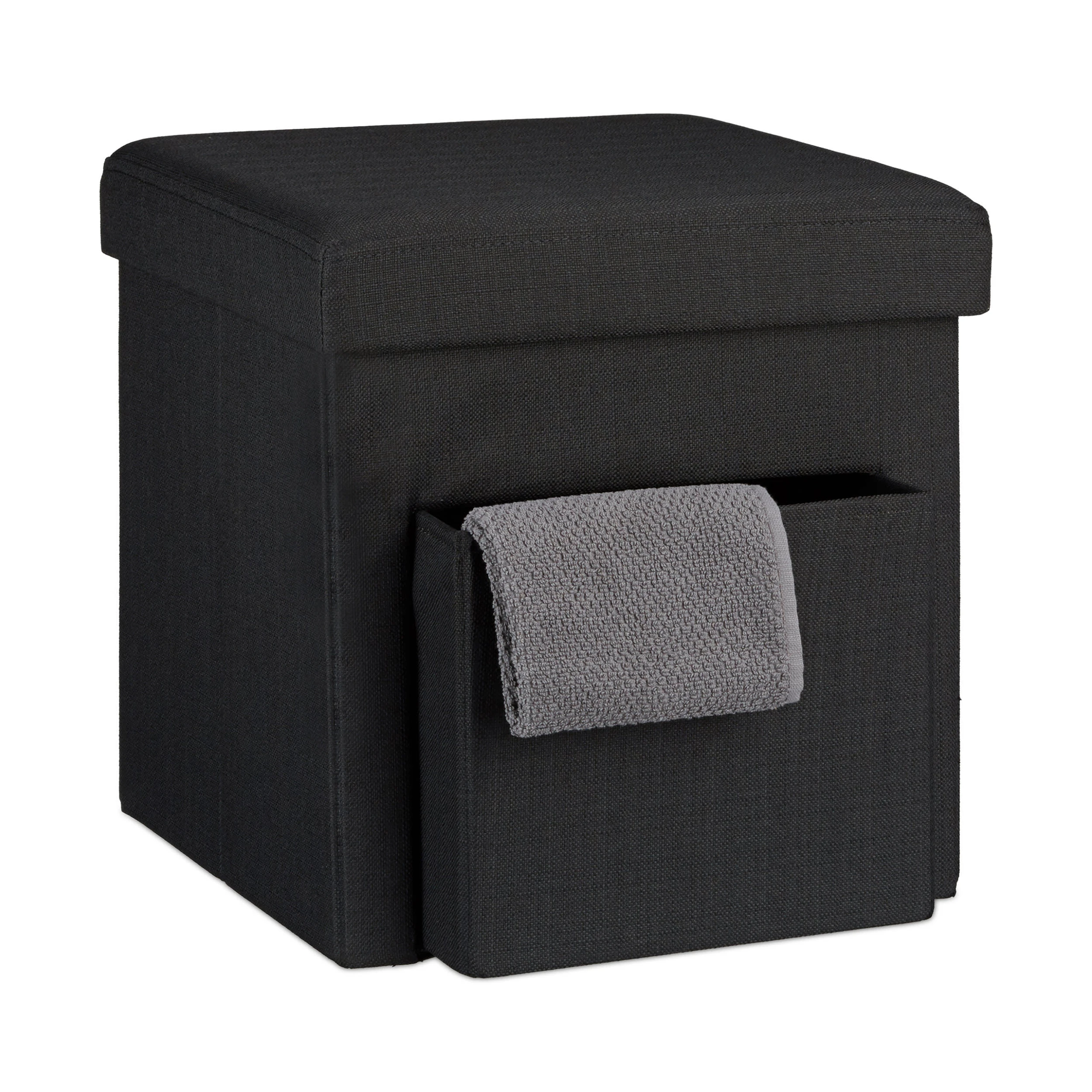 Relaxdays Faltbarer Sitzhocker In Schwarz - (B)38 X (H)38 X (T)38 Cm