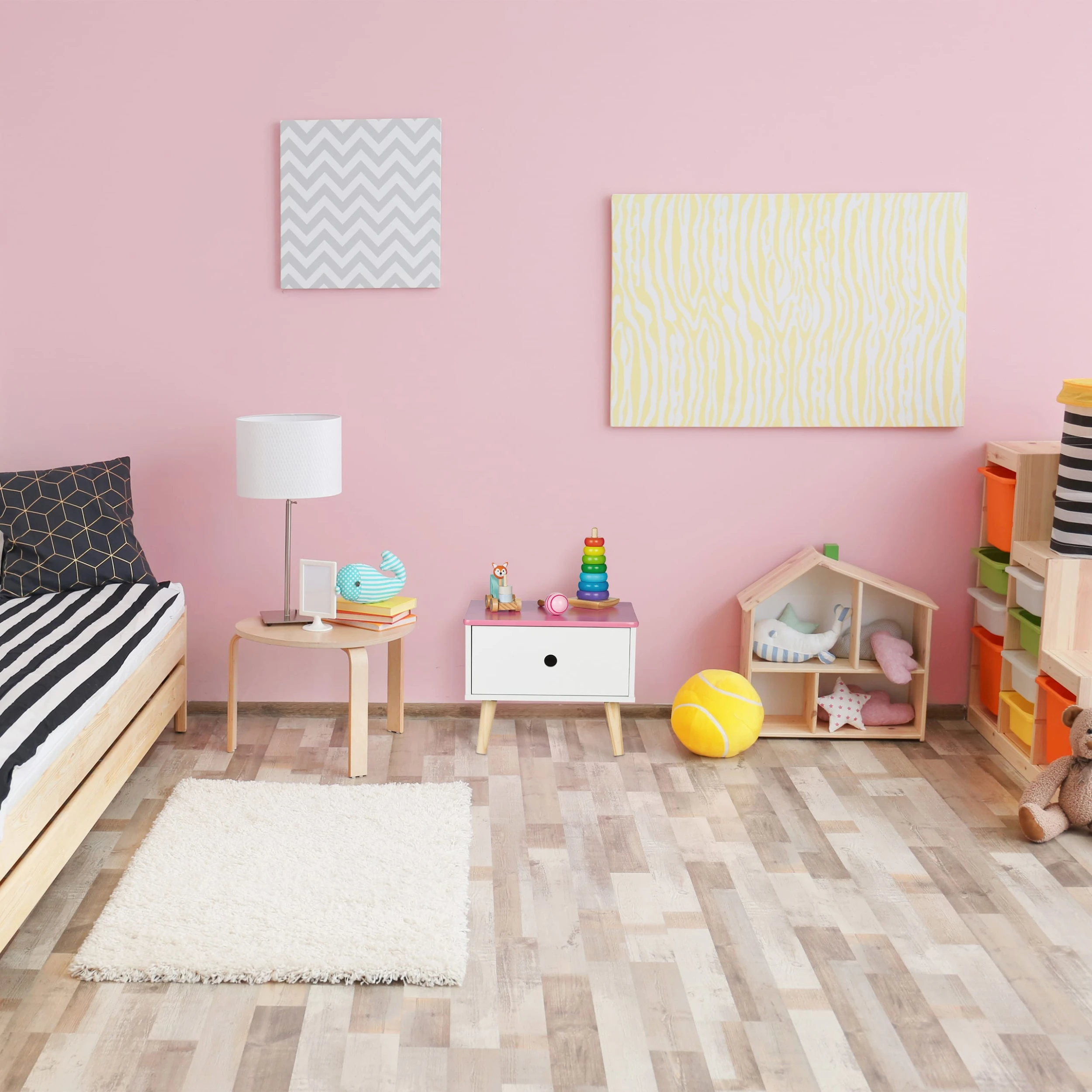 Relaxdays Kinder-Nachttisch In Weiß/ Rosa - (B)38 X (H)31 X (T)30 Cm - Image 2