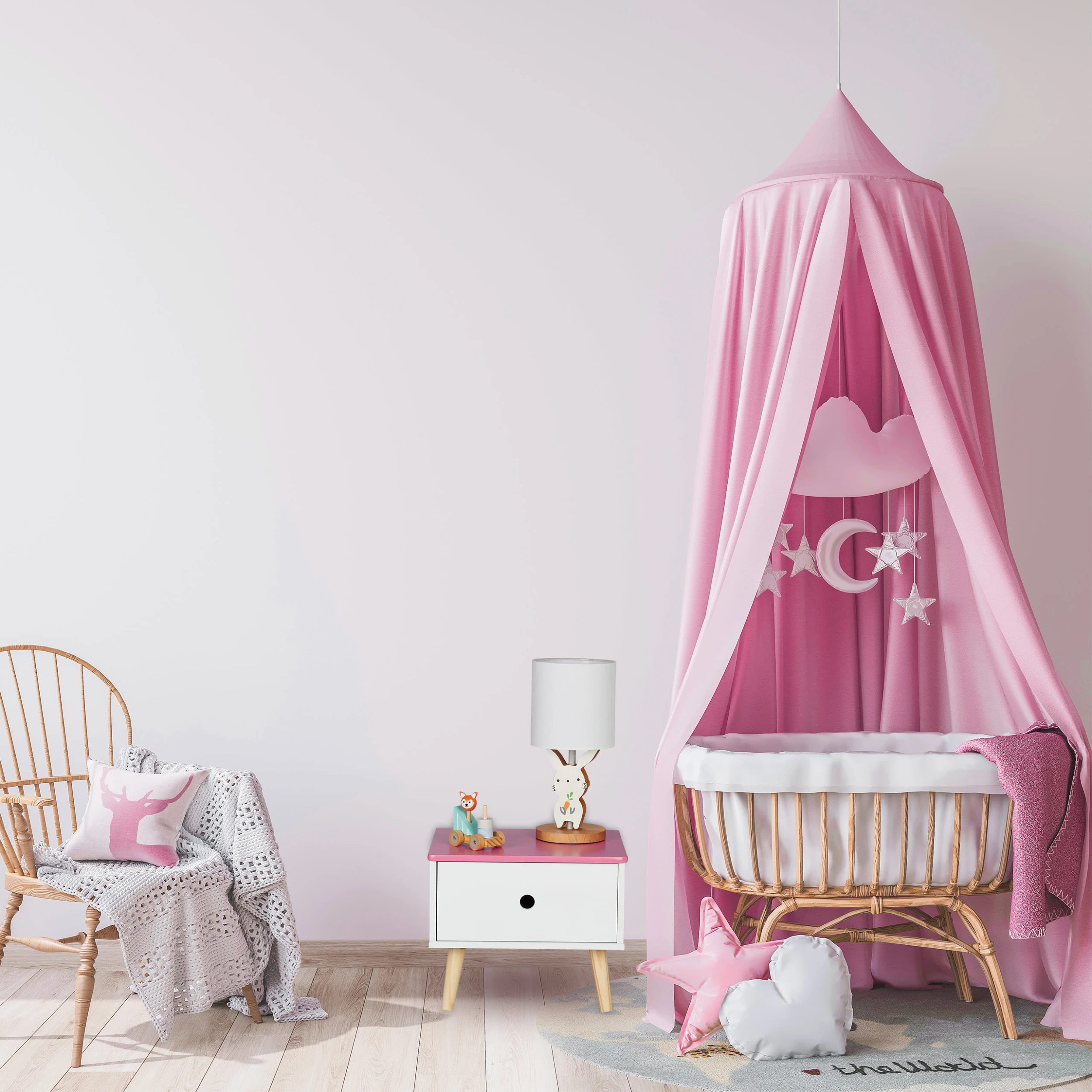 Relaxdays Kinder-Nachttisch In Weiß/ Rosa - (B)38 X (H)31 X (T)30 Cm - Image 5