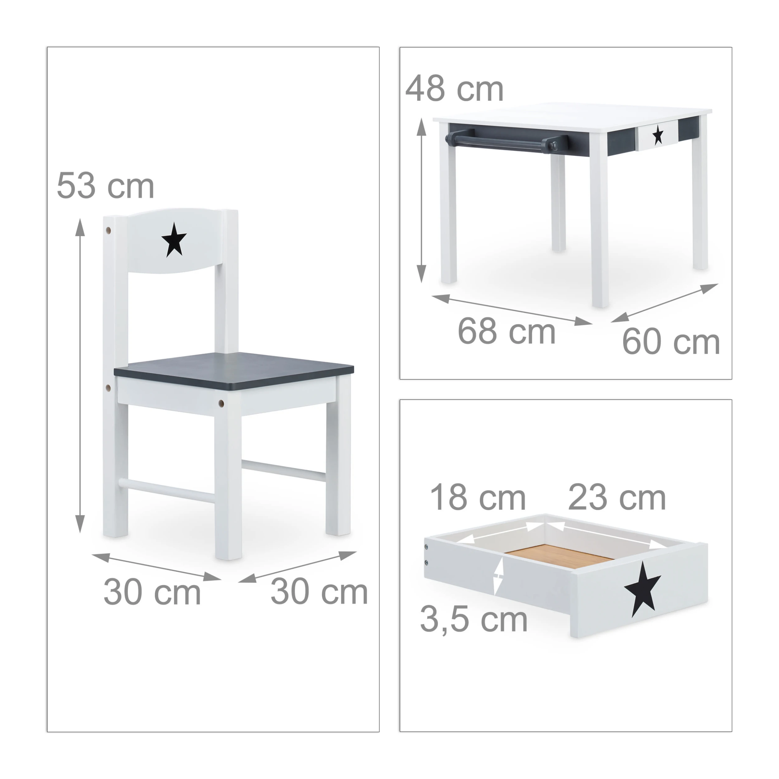 Relaxdays Kindersitzgruppe 3tlg. In Weiß/Grau - Image 4