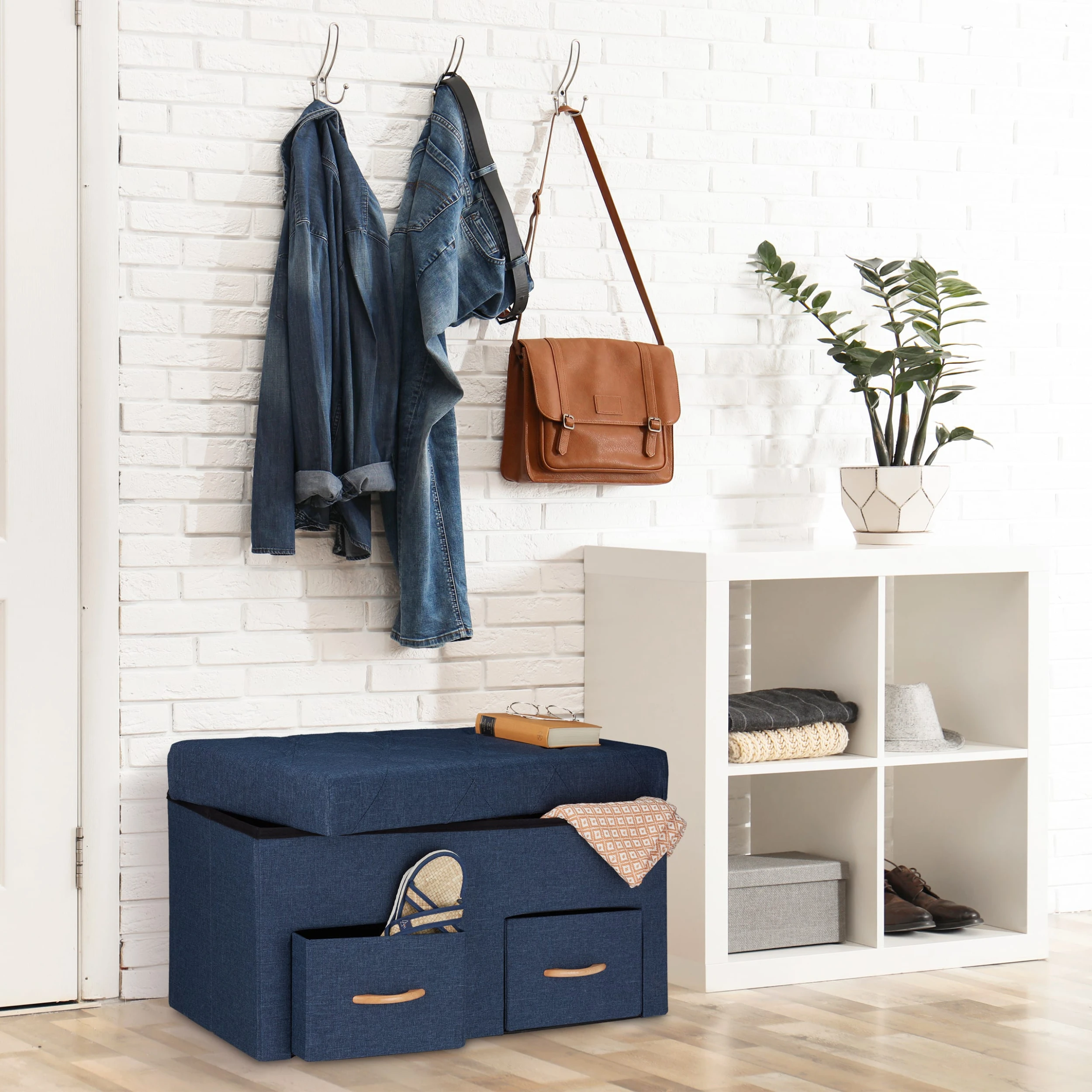 Relaxdays Sitzbank In Blau - (B)80 X (H)40 X (T)40 Cm - Image 2