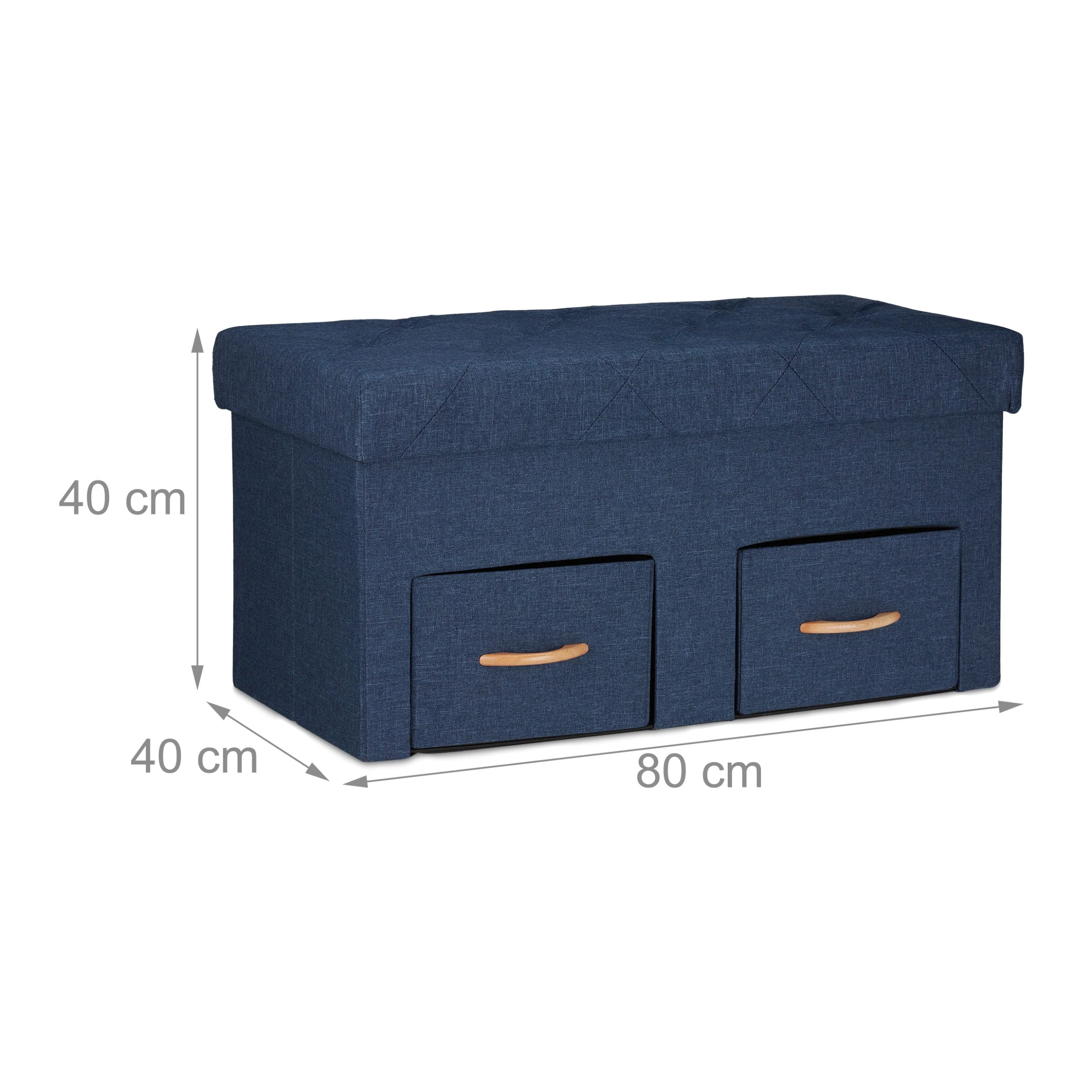 Relaxdays Sitzbank In Blau - (B)80 X (H)40 X (T)40 Cm - Image 4
