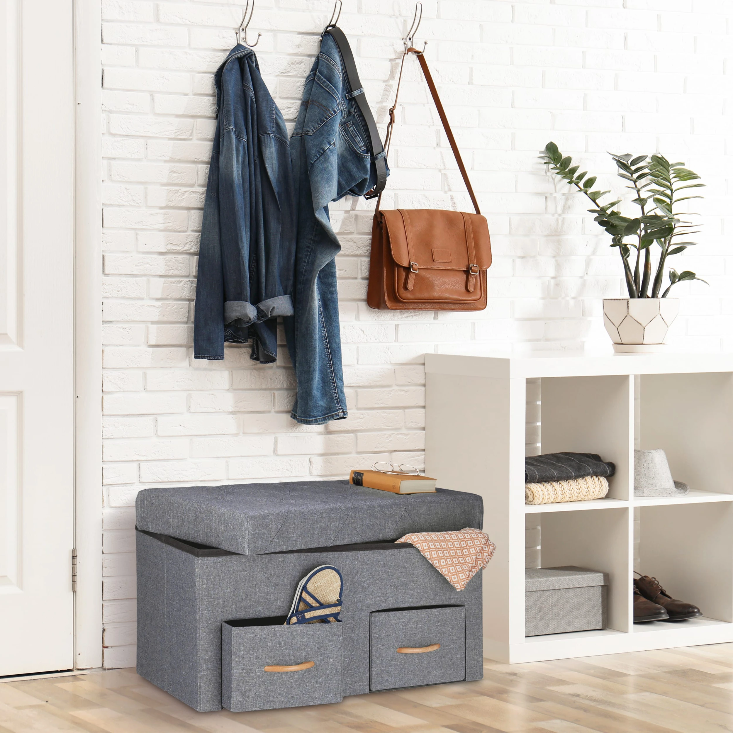 Relaxdays Sitzbank In Grau - (B)80 X (H)40 X (T)40 Cm - Image 2