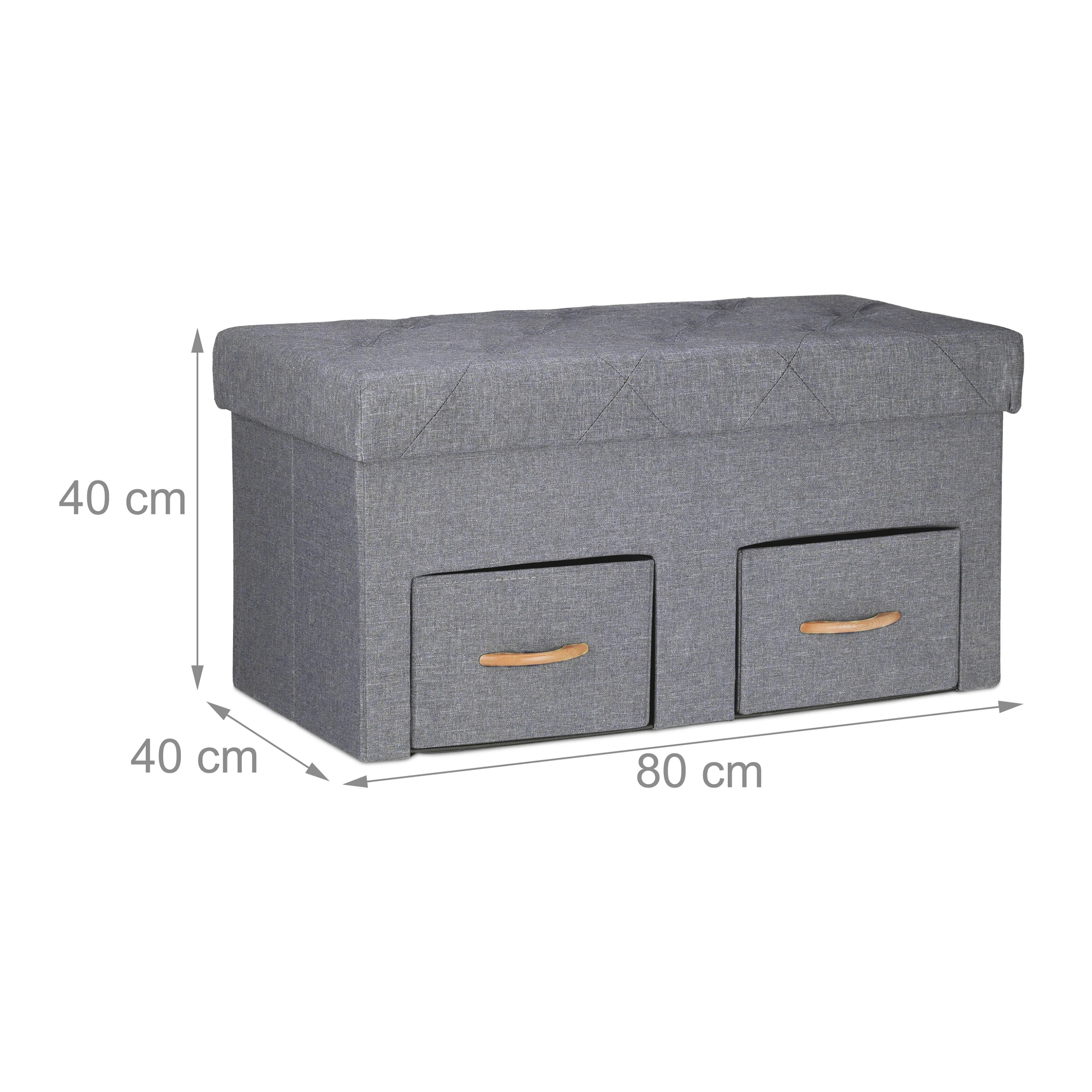 Relaxdays Sitzbank In Grau - (B)80 X (H)40 X (T)40 Cm - Image 4