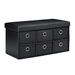 Relaxdays Sitzbank In Schwarz - (B)76 X (H)38 X (T)38 Cm