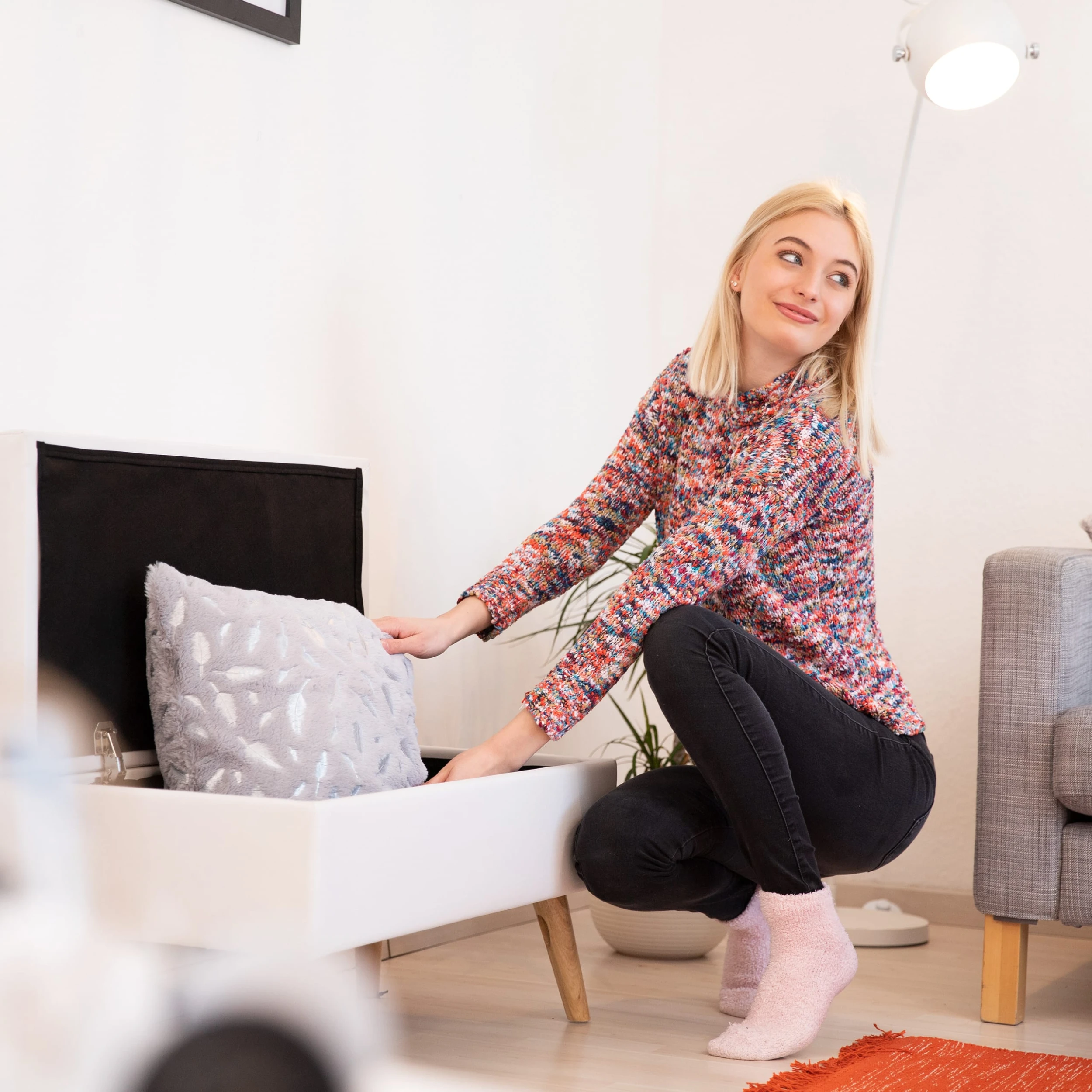 Relaxdays Sitzbank In Weiß - (B)80 X (H)40 X (T)39,5 Cm - Image 2