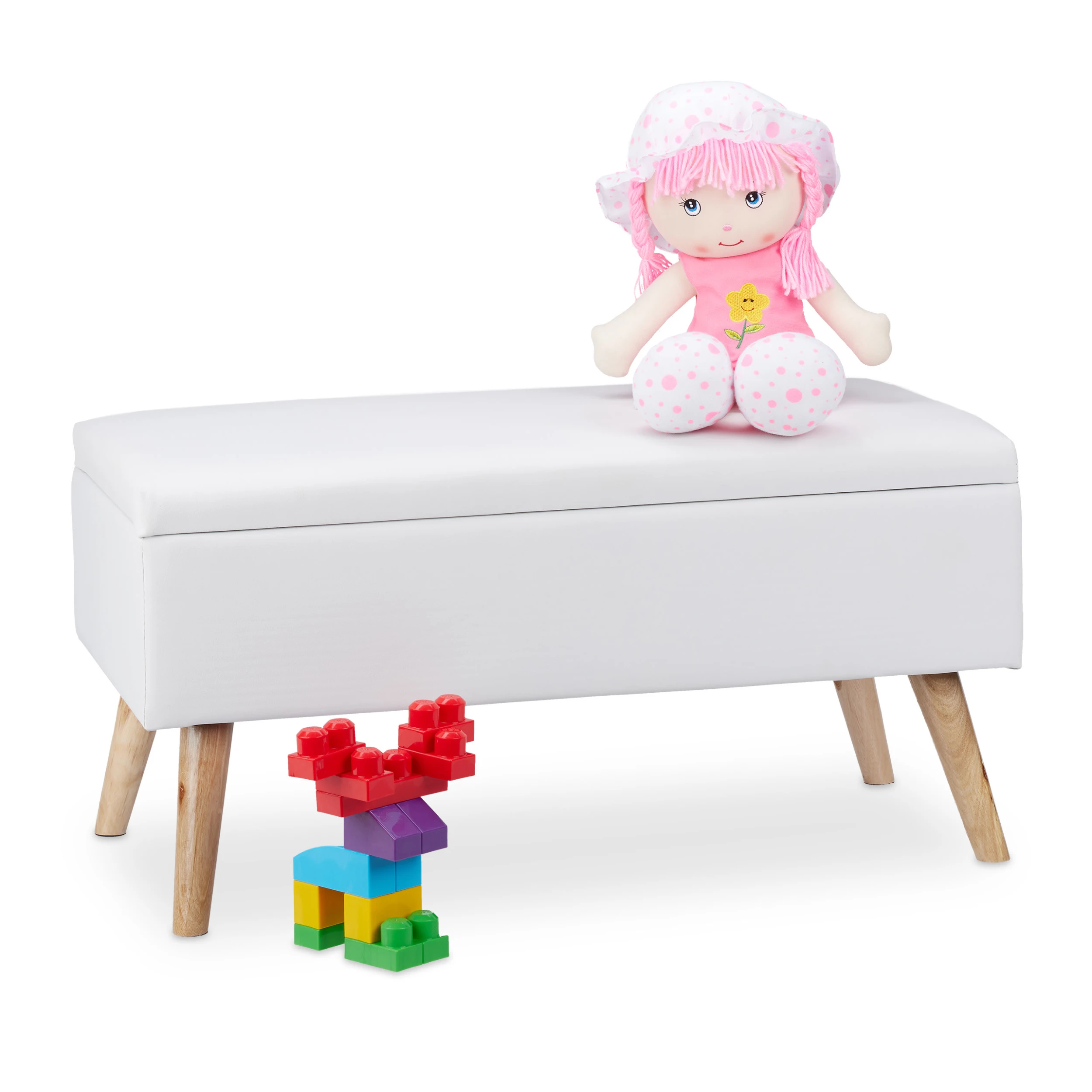 Relaxdays Sitzbank In Weiß - (B)80 X (H)40 X (T)39,5 Cm - Image 8