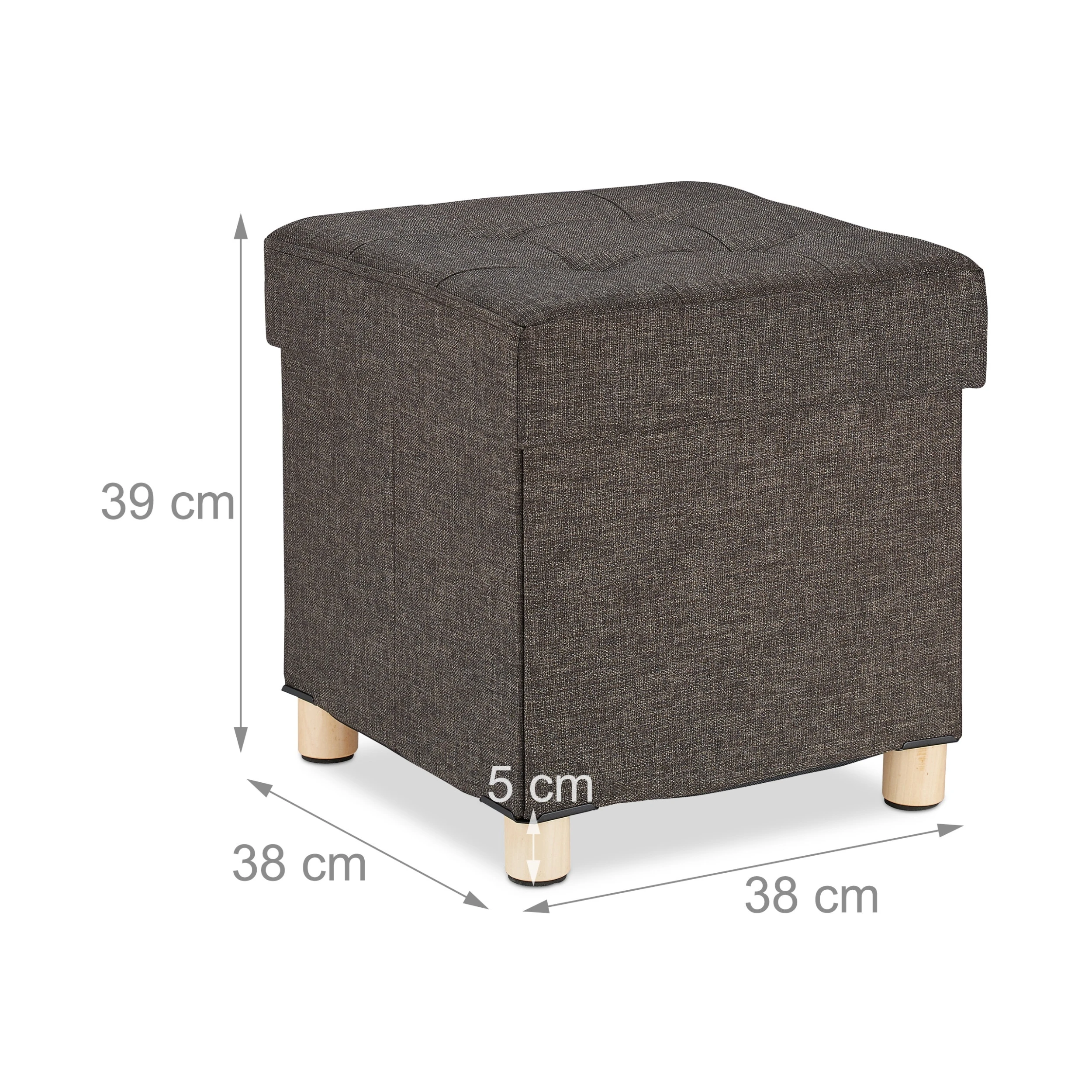 Relaxdays Sitzhocker In Braun - (B)38x (H)39 X (T)38 Cm - Image 4