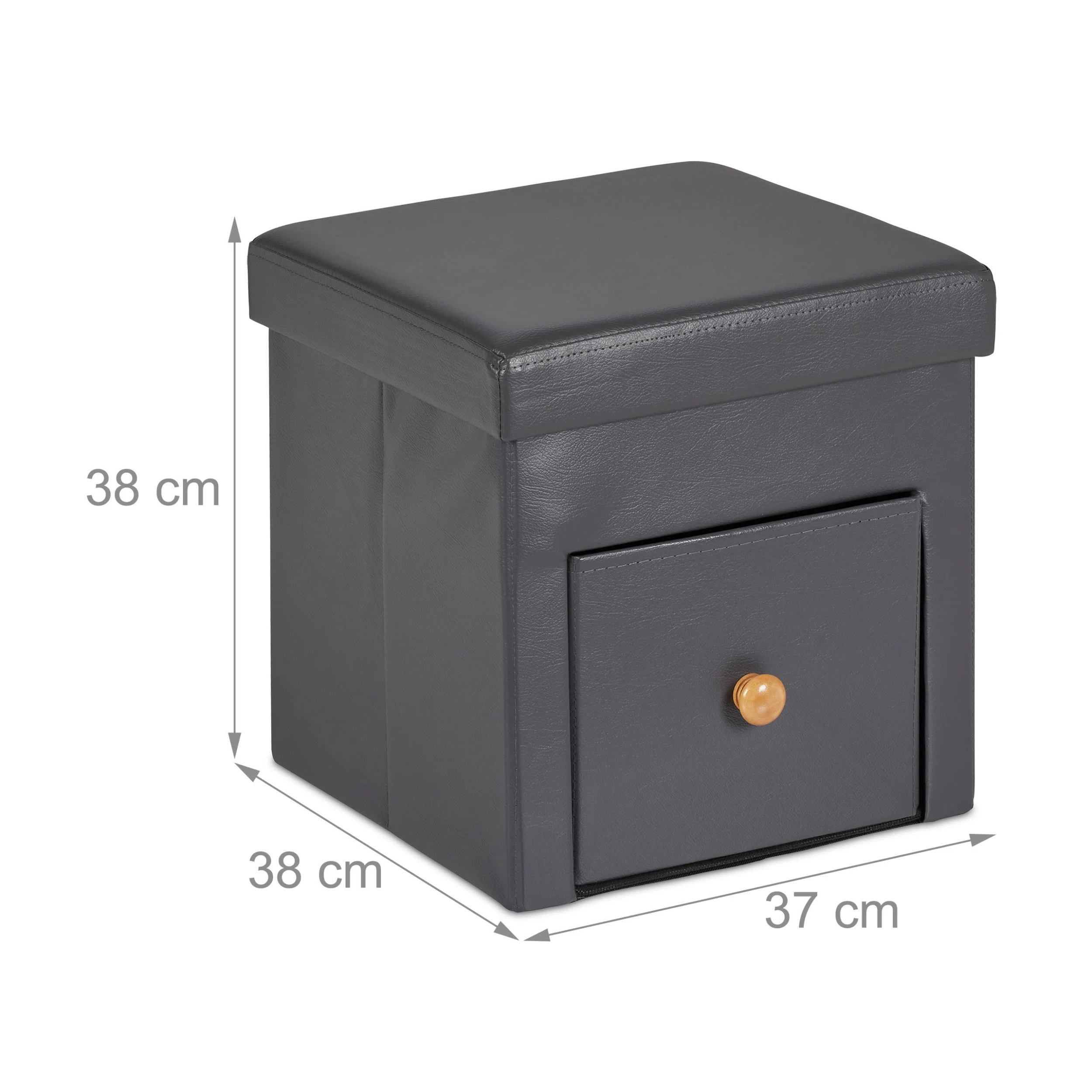 Relaxdays Sitzhocker In Grau - (B)37 X (H)38 X (T)38 Cm - Image 4