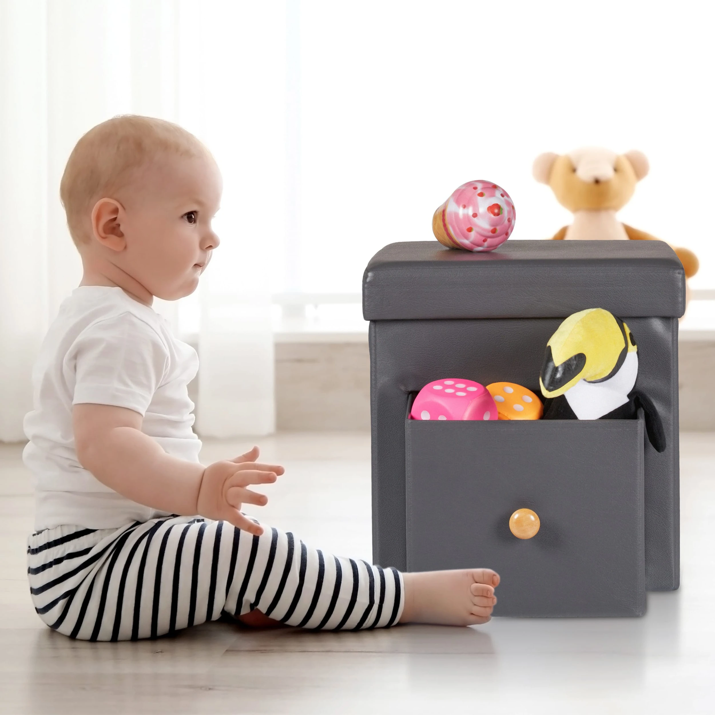 Relaxdays Sitzhocker In Grau - (B)37 X (H)38 X (T)38 Cm - Image 6