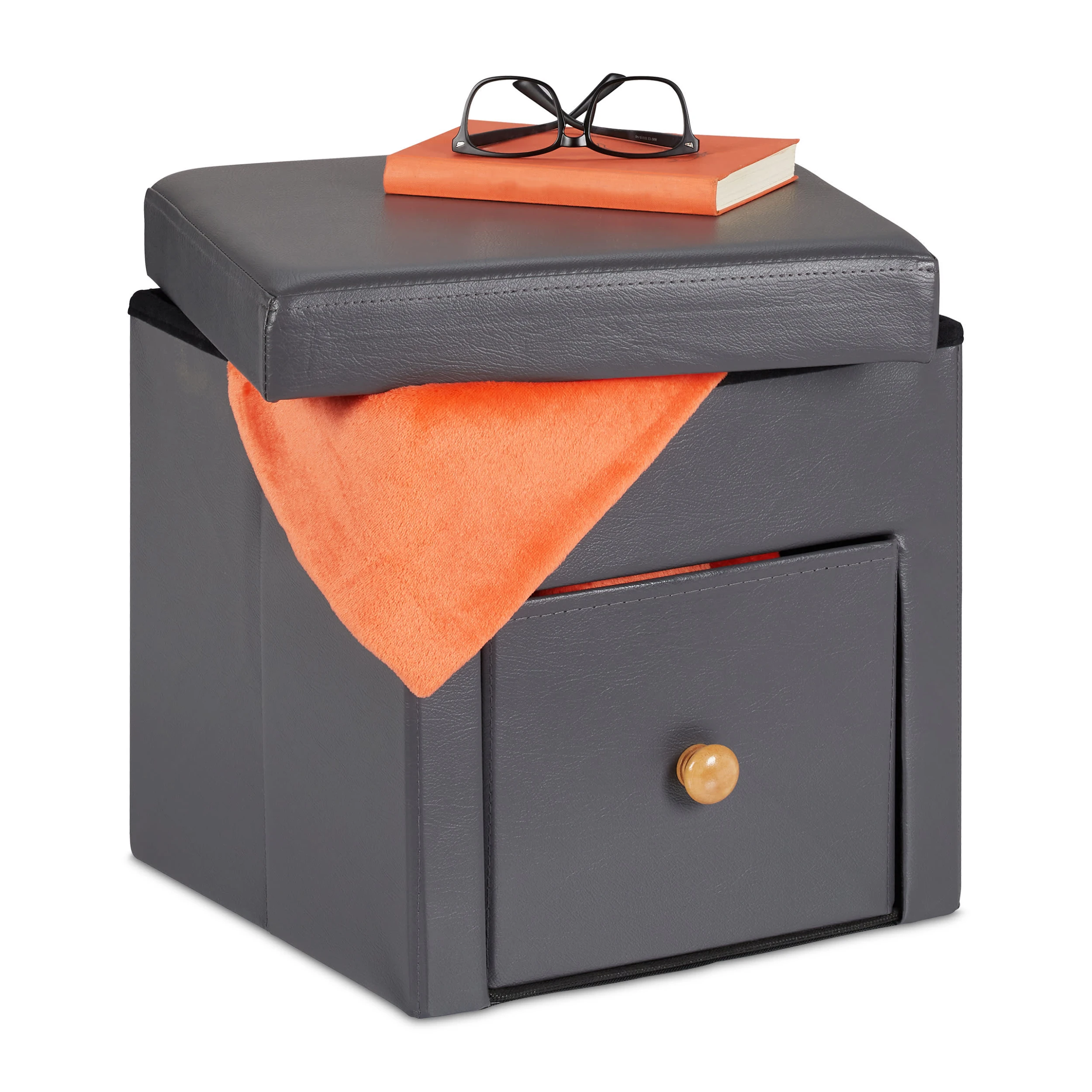 Relaxdays Sitzhocker In Grau - (B)37 X (H)38 X (T)38 Cm - Image 7