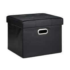 Relaxdays Sitzhocker In Schwarz - (B)43 X (H)34 X (T)37 Cm