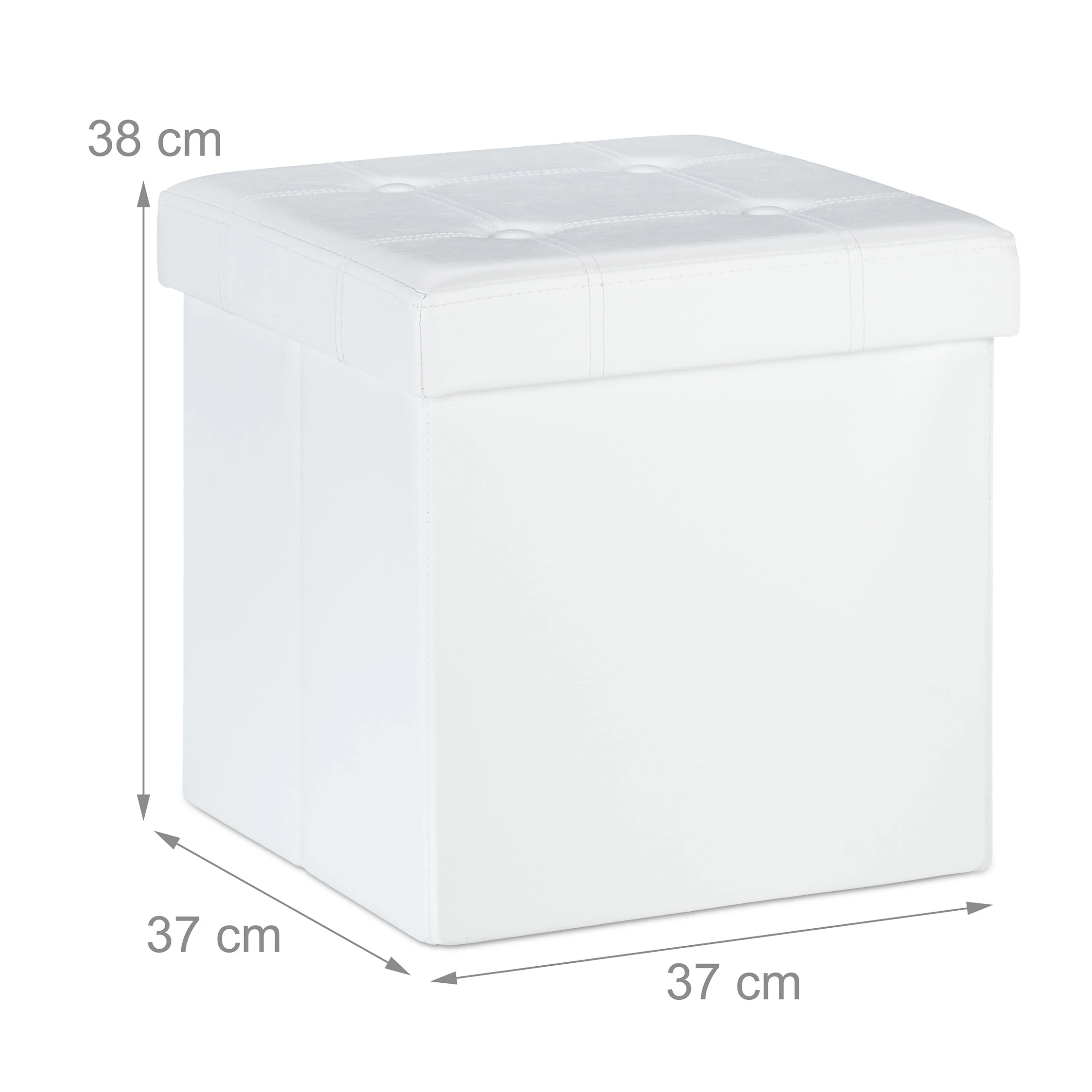 Relaxdays Sitzhocker In Weiß - (B)37 X (H)38 X (T)37 Cm - Image 4