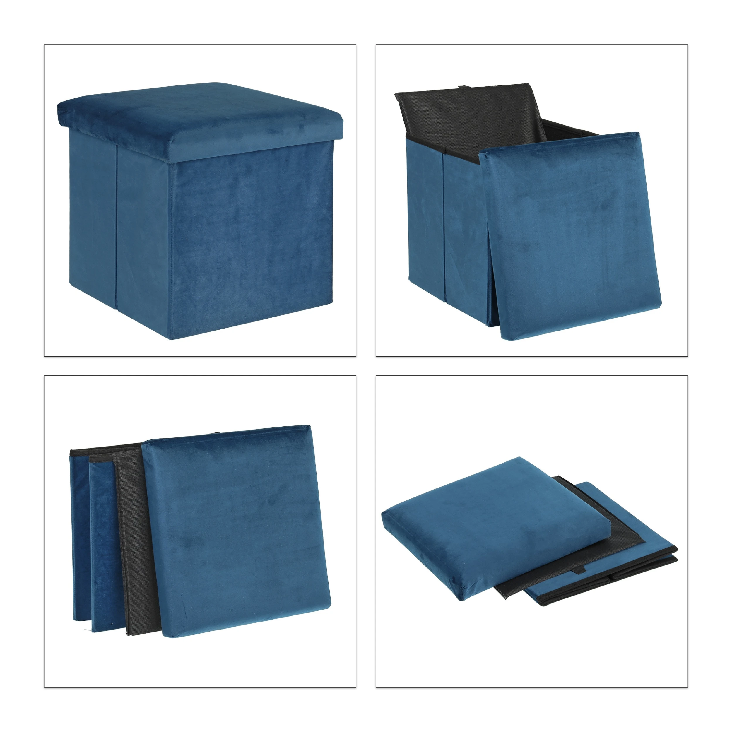 Relaxdays Sitzhocker Mit Stauraum In Blau - (B)38 X (H)38 X (T)38cm - Image 6