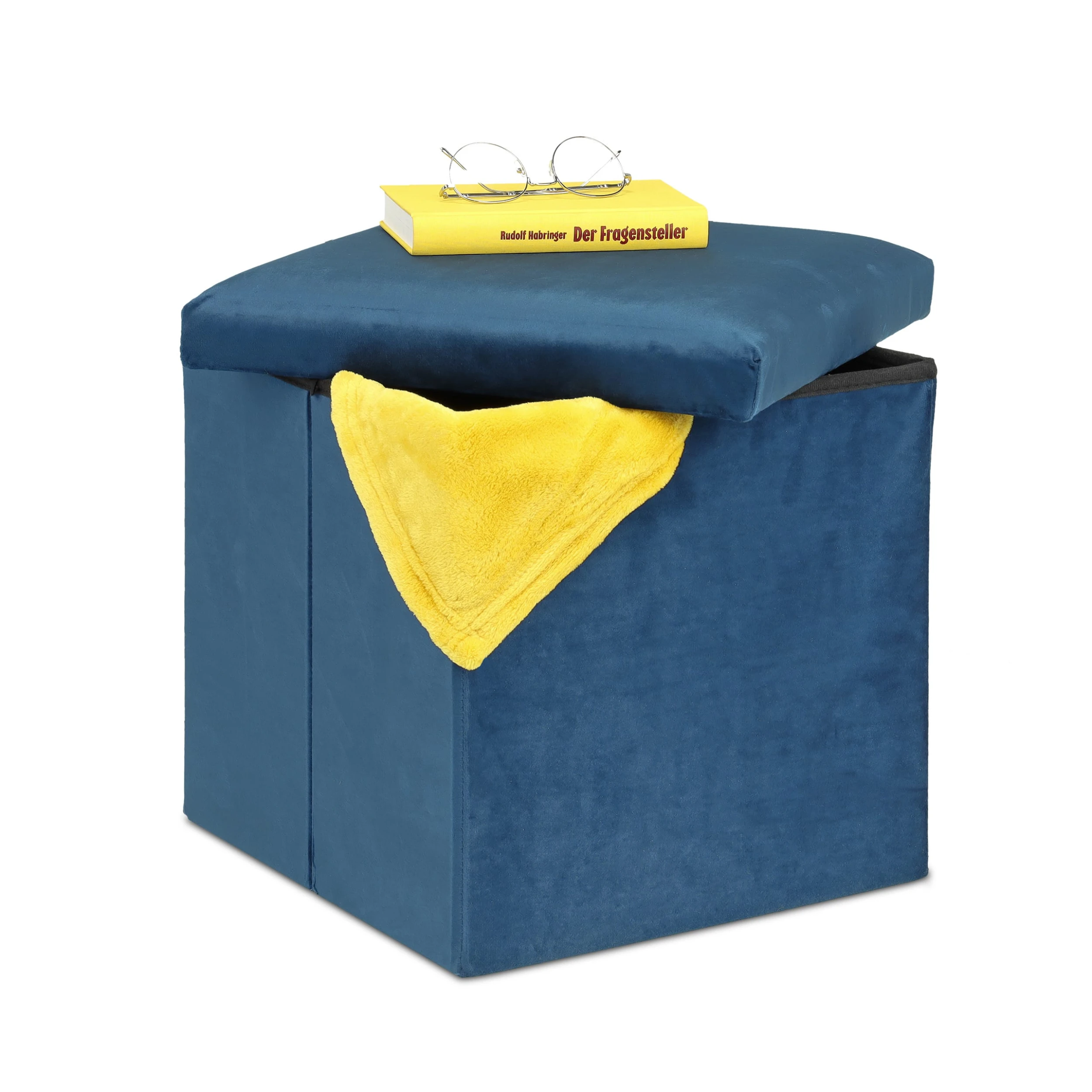 Relaxdays Sitzhocker Mit Stauraum In Blau - (B)38 X (H)38 X (T)38cm - Image 8