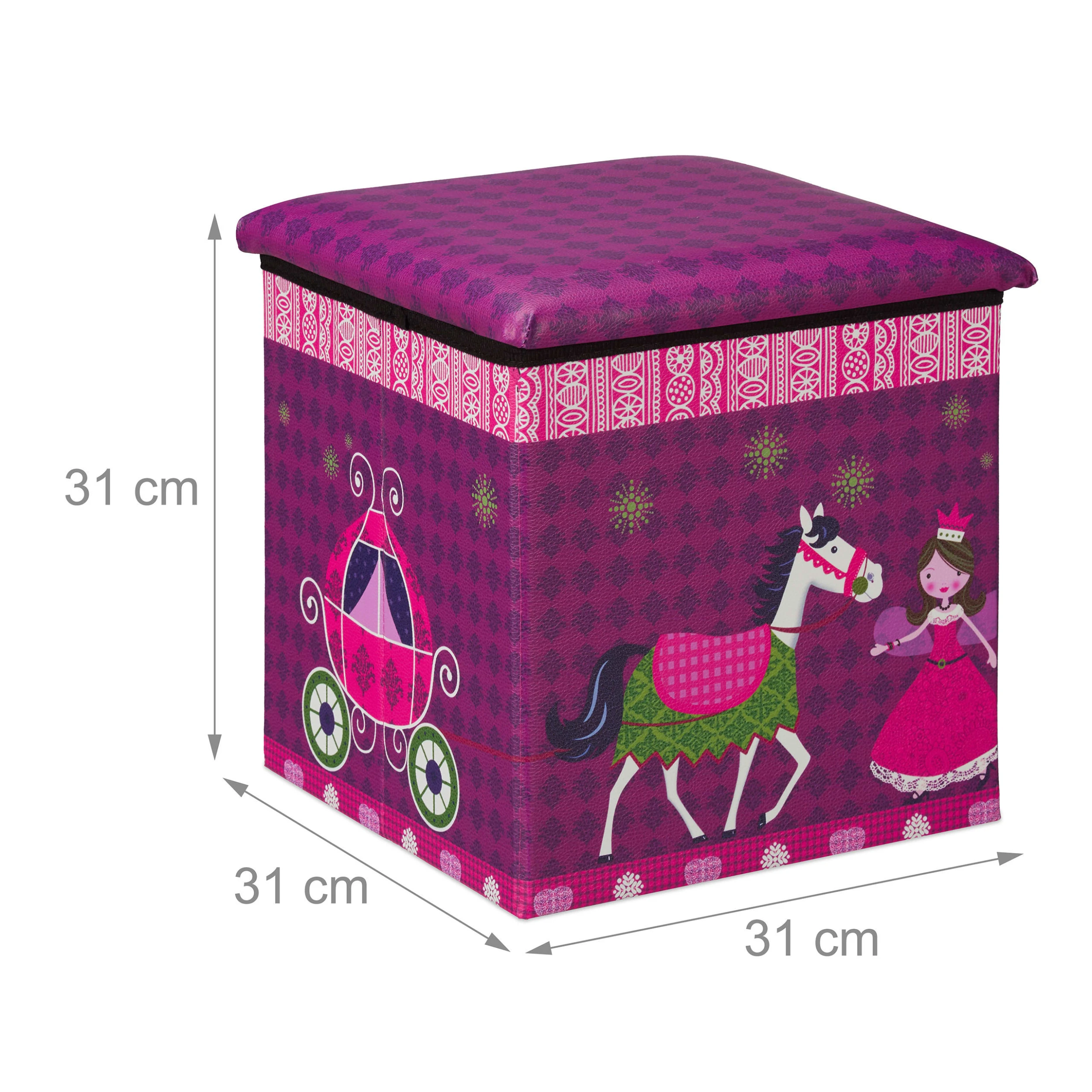 Relaxdays Sitzhocker Prinzessin In Lila - (B)31 X (H)31 X (T)31 Cm - Image 4