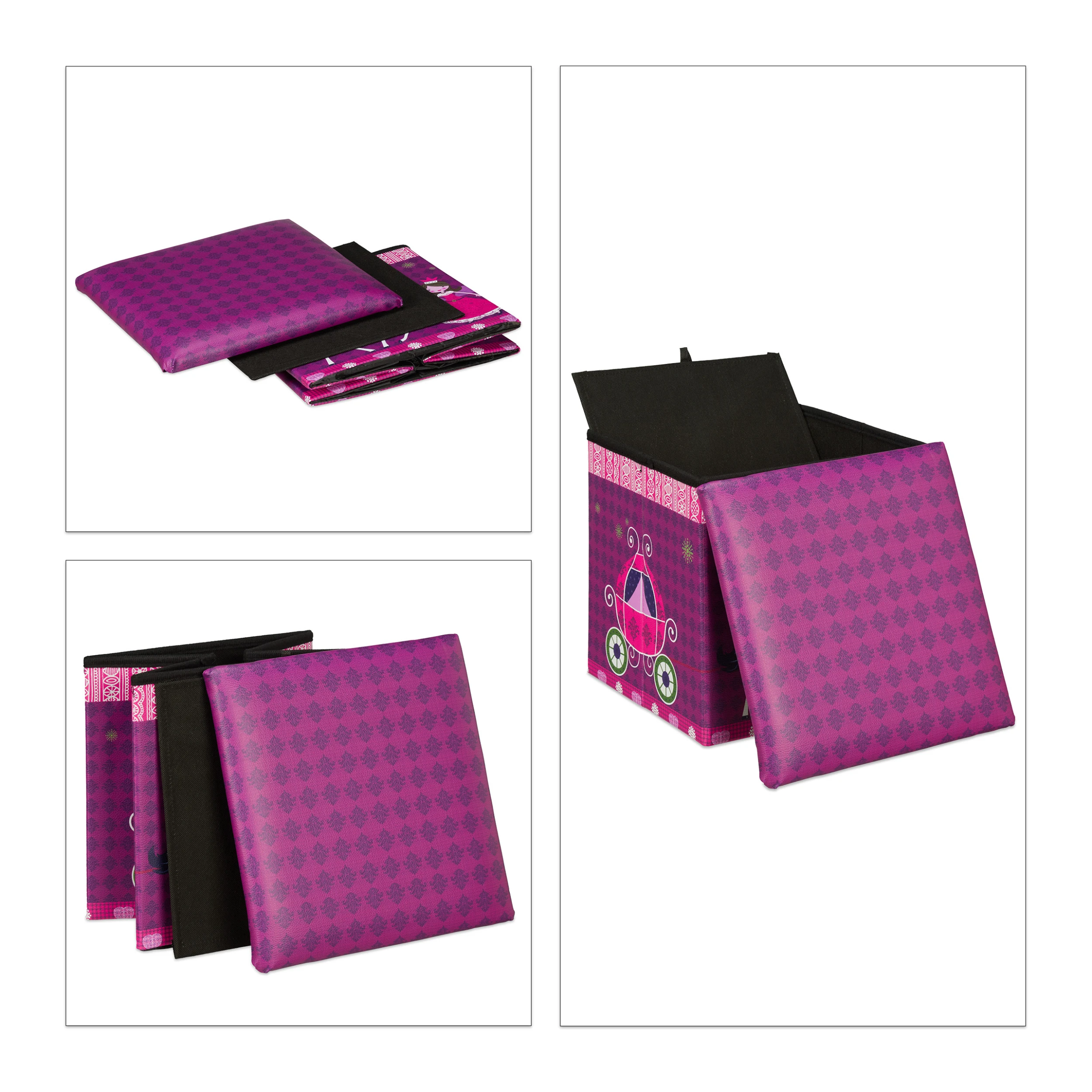 Relaxdays Sitzhocker Prinzessin In Lila - (B)31 X (H)31 X (T)31 Cm - Image 5