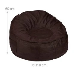 Relaxdays Sitzsack In Dunkelbraun - (H)60 X Ø 110 Cm -VCM-Shop relaxdays sitzsack in dunkelbraun h 60 x o 110 cm 3