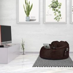 Relaxdays Sitzsack In Dunkelbraun - (H)60 X Ø 110 Cm -VCM-Shop relaxdays sitzsack in dunkelbraun h 60 x o 110 cm 4