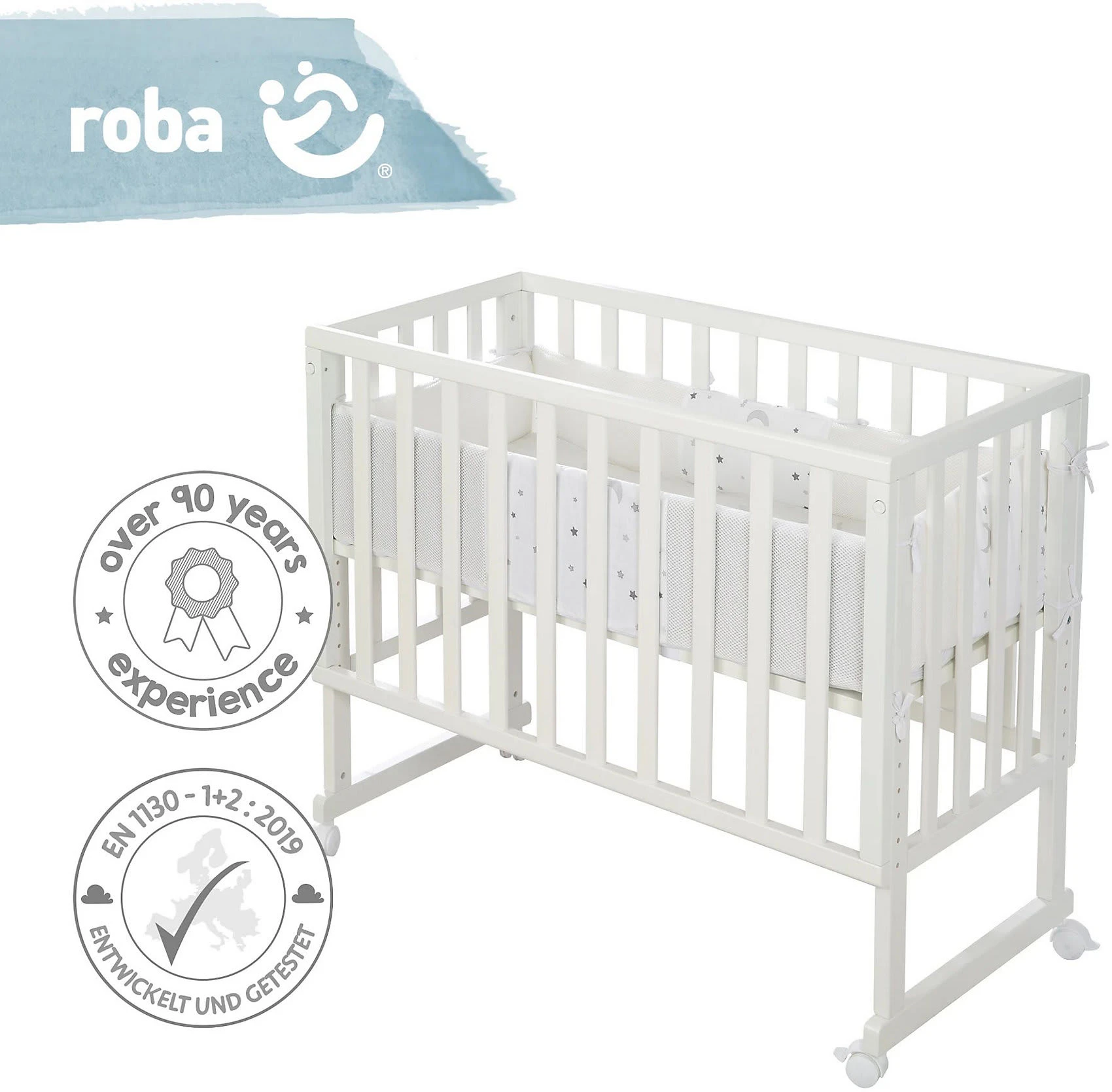 Roba Stuben- & Beistellbett 3in1 Mit Barriere Style Grau - Image 3