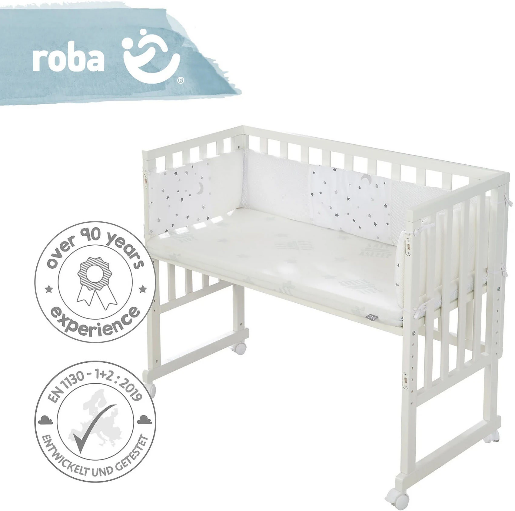 Roba Stuben- & Beistellbett 3in1 Mit Barriere Style Grau - Image 4