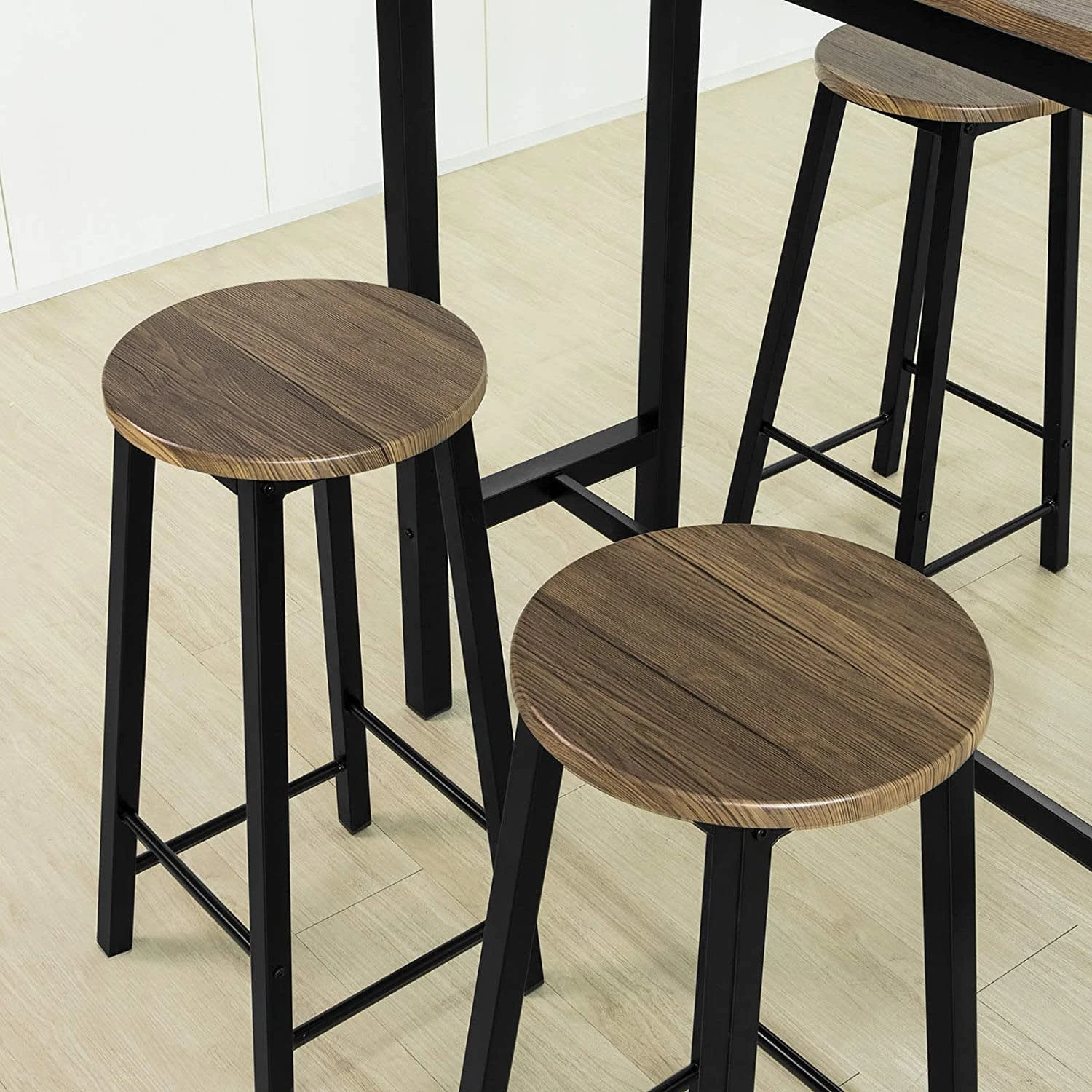 SoBuy Bartisch In Braun Und Schwarz - Tisch(B)120 X (H)100 X (T)40cm/Hocker(B)31 X (H)65 X (T)31cm - Image 6