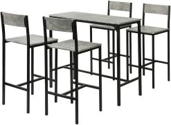 SoBuy Bartisch In Hellgrau Und Schwarz - Tisch(B)100 X (H)87 X (T)45cm/Hocker(B)39 X (H)95 X (T)41cm