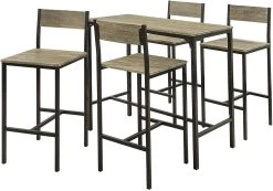 SoBuy Bartisch In Natur Und Schwarz - Tisch(B)100 X (H)87 X (T)45cm/Hocker(B)39 X (H)95 X (T)41cm