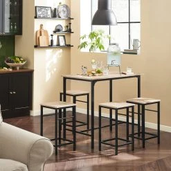 SoBuy Bartisch In Natur Und Schwarz - Tisch(B)100 X (H)87 X (T)60cm/Stuhl(B)32 X (H)57 X (T)32cm -VCM-Shop sobuy bartisch in natur und schwarz tisch b 100 x h 87 x t 60cm stuhl b 32 x h 57 x t 32cm 2