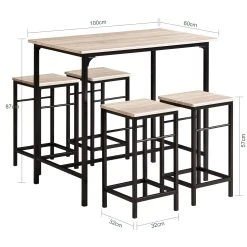 SoBuy Bartisch In Natur Und Schwarz - Tisch(B)100 X (H)87 X (T)60cm/Stuhl(B)32 X (H)57 X (T)32cm -VCM-Shop sobuy bartisch in natur und schwarz tisch b 100 x h 87 x t 60cm stuhl b 32 x h 57 x t 32cm 4