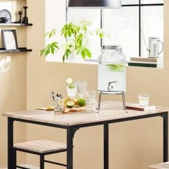 SoBuy Bartisch In Natur Und Schwarz - Tisch(B)100 X (H)87 X (T)60cm/Stuhl(B)32 X (H)57 X (T)32cm -VCM-Shop sobuy bartisch in natur und schwarz tisch b 100 x h 87 x t 60cm stuhl b 32 x h 57 x t 32cm 5