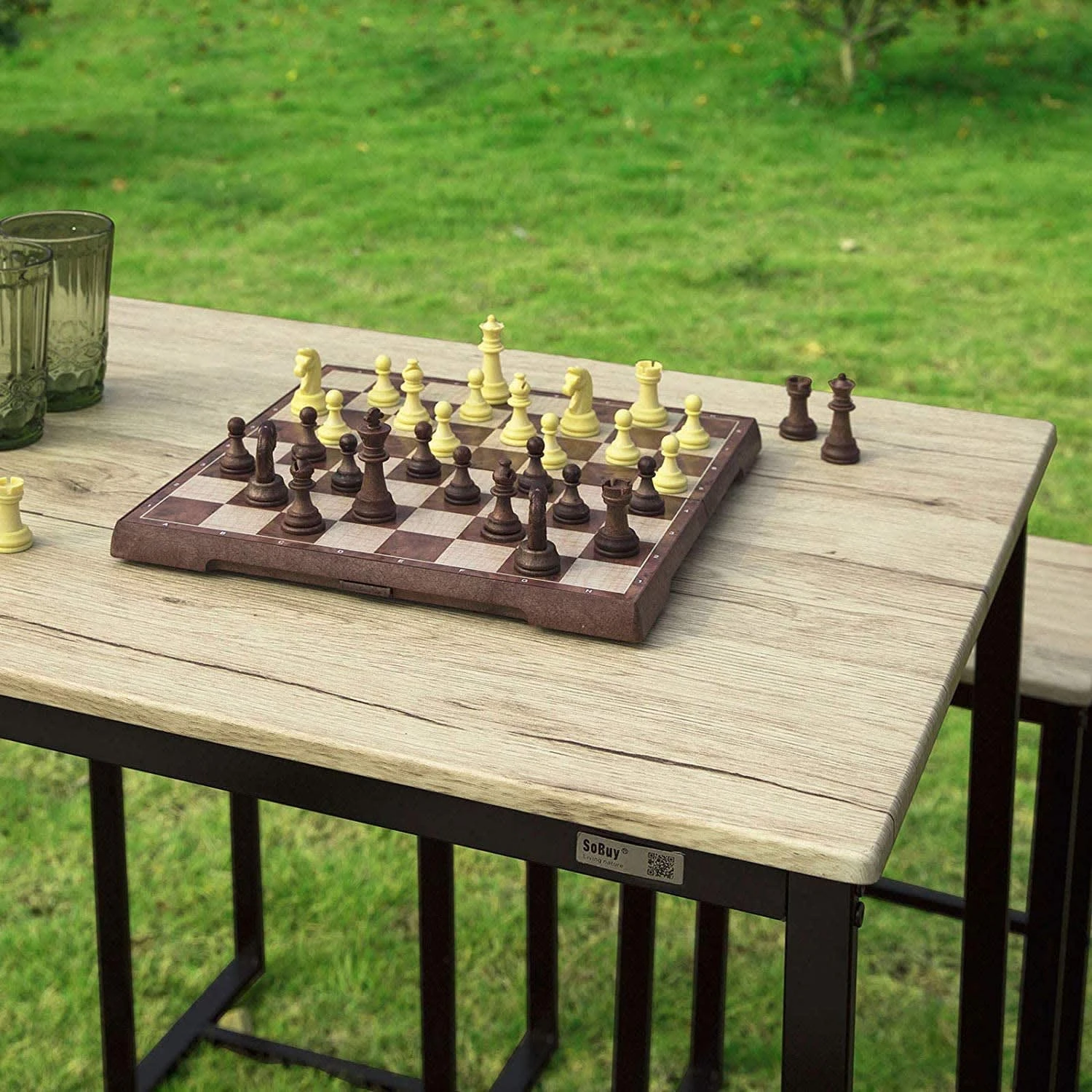 SoBuy Bartisch In Natur Und Schwarz - Tisch(B)100 X (H)96 X (T)60cm/Hocker(B)40 X (H)67 X (T)30cm 7 SoBuy Bartisch In Natur Und Schwarz - Tisch(B)100 X (H)96 X (T)60cm/Hocker(B)40 X (H)67 X (T)30cm – Bild 5