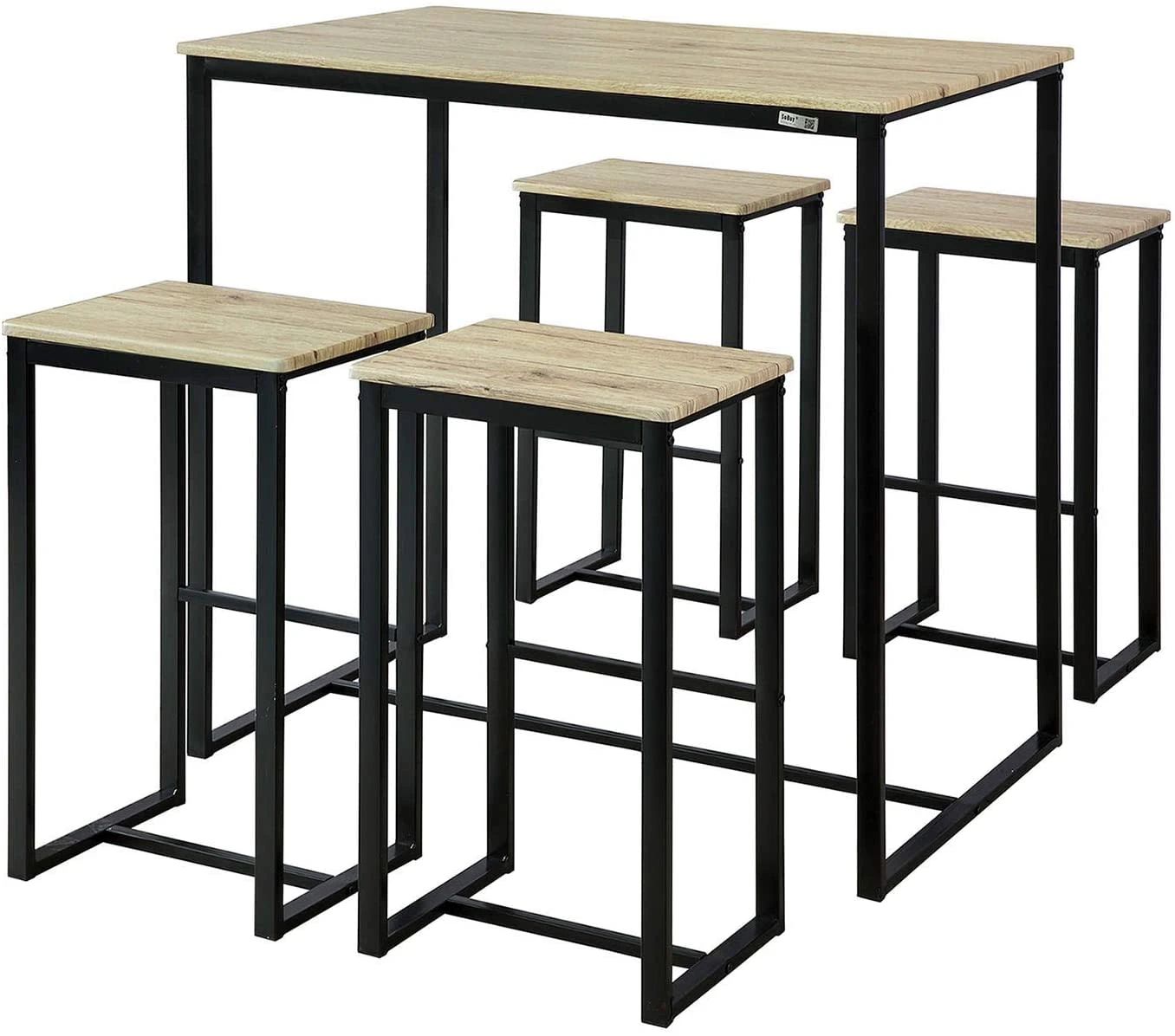 SoBuy Bartisch In Natur Und Schwarz - Tisch(B)100 X (H)96 X (T)60cm/Hocker(B)40 X (H)67 X (T)30cm 3 SoBuy Bartisch In Natur Und Schwarz - Tisch(B)100 X (H)96 X (T)60cm/Hocker(B)40 X (H)67 X (T)30cm