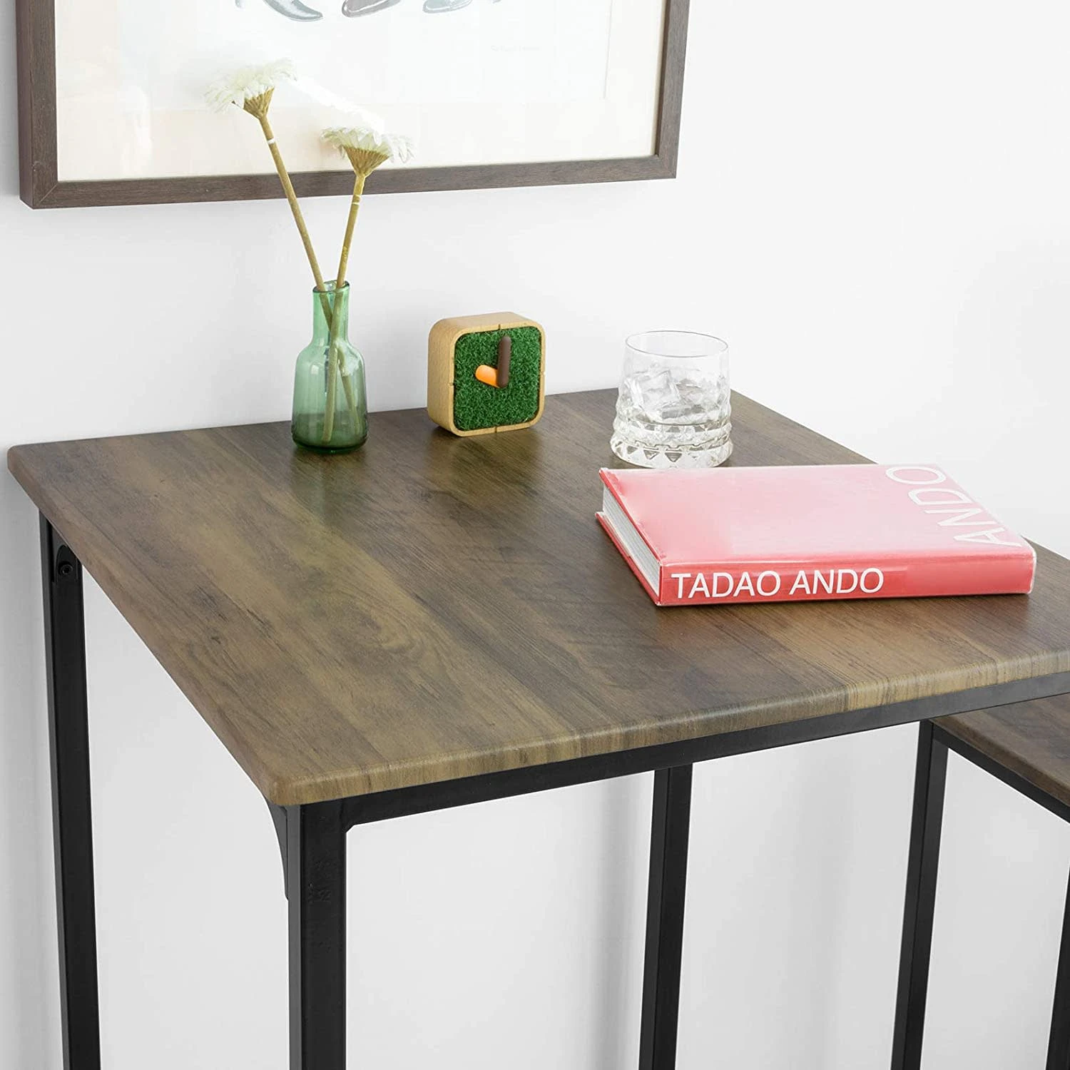 SoBuy Bartisch In Natur Und Schwarz - Tisch(B)60 X (H)97 X (T)60cm/Hocker(B)39 X (H)96 X (T)41cm - Image 5