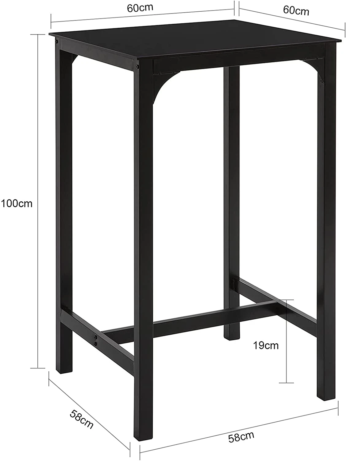 SoBuy Bartisch In Schwarz - (B)60 X (H)100 X (T)60cm - Image 4