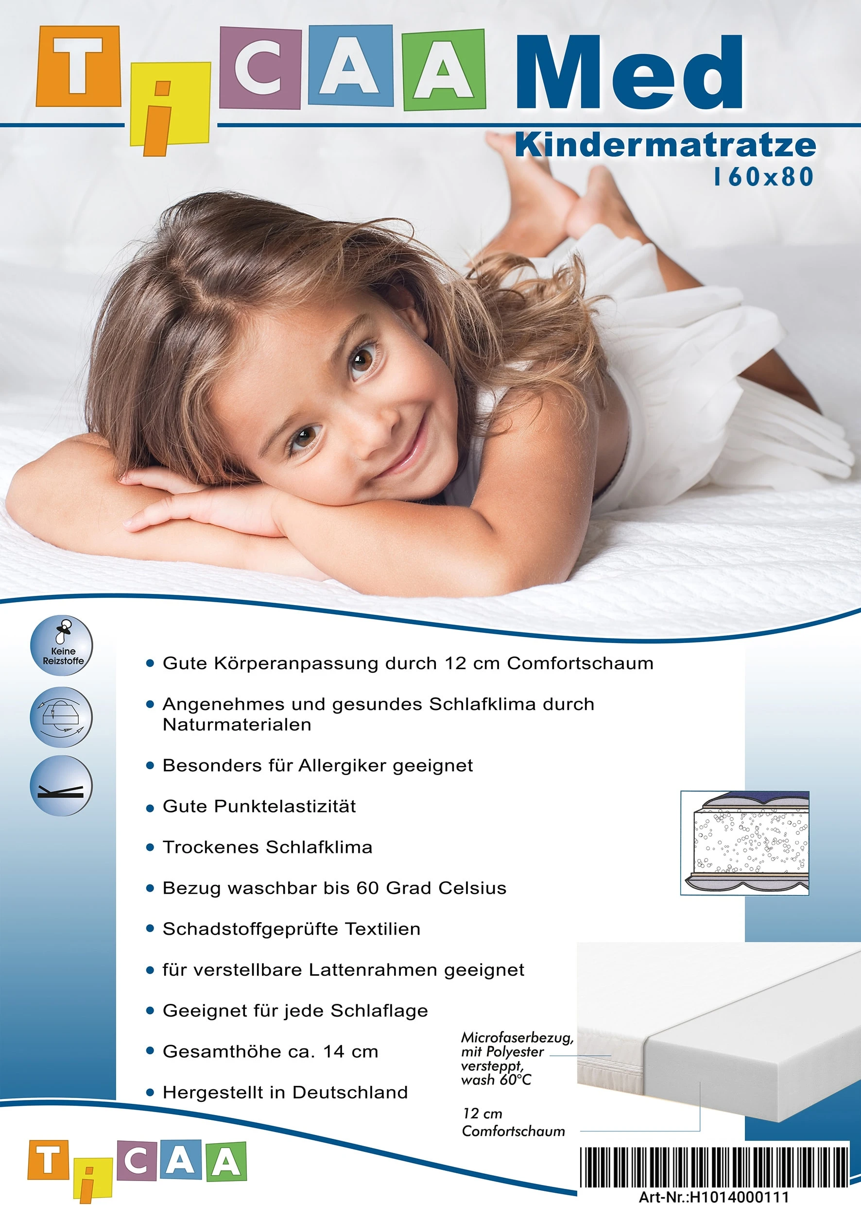 Ticaa Kindermatratze MedAllergen 80x160 In Weiß - Image 2
