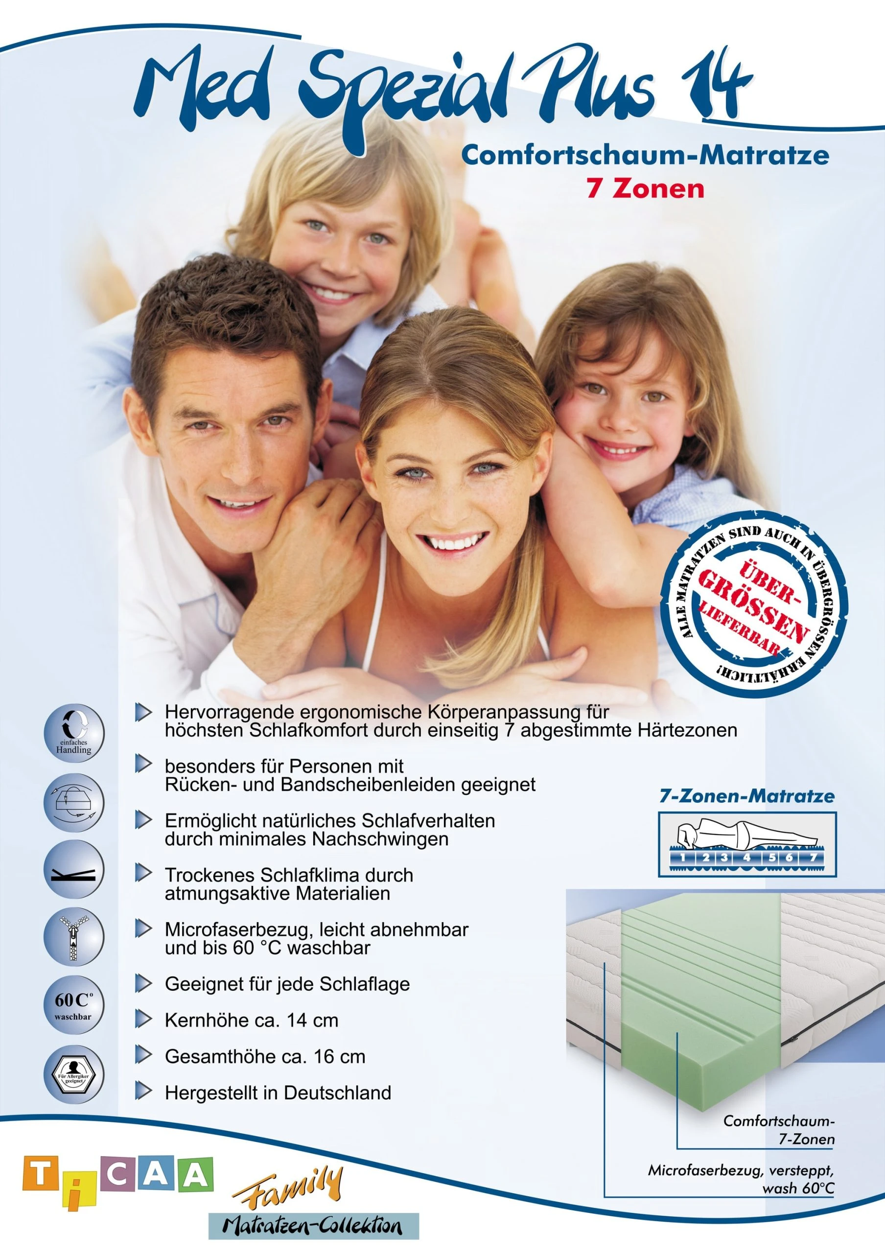 Ticaa Matratze 7 Zonen Comfort XL In Weiß - Image 2