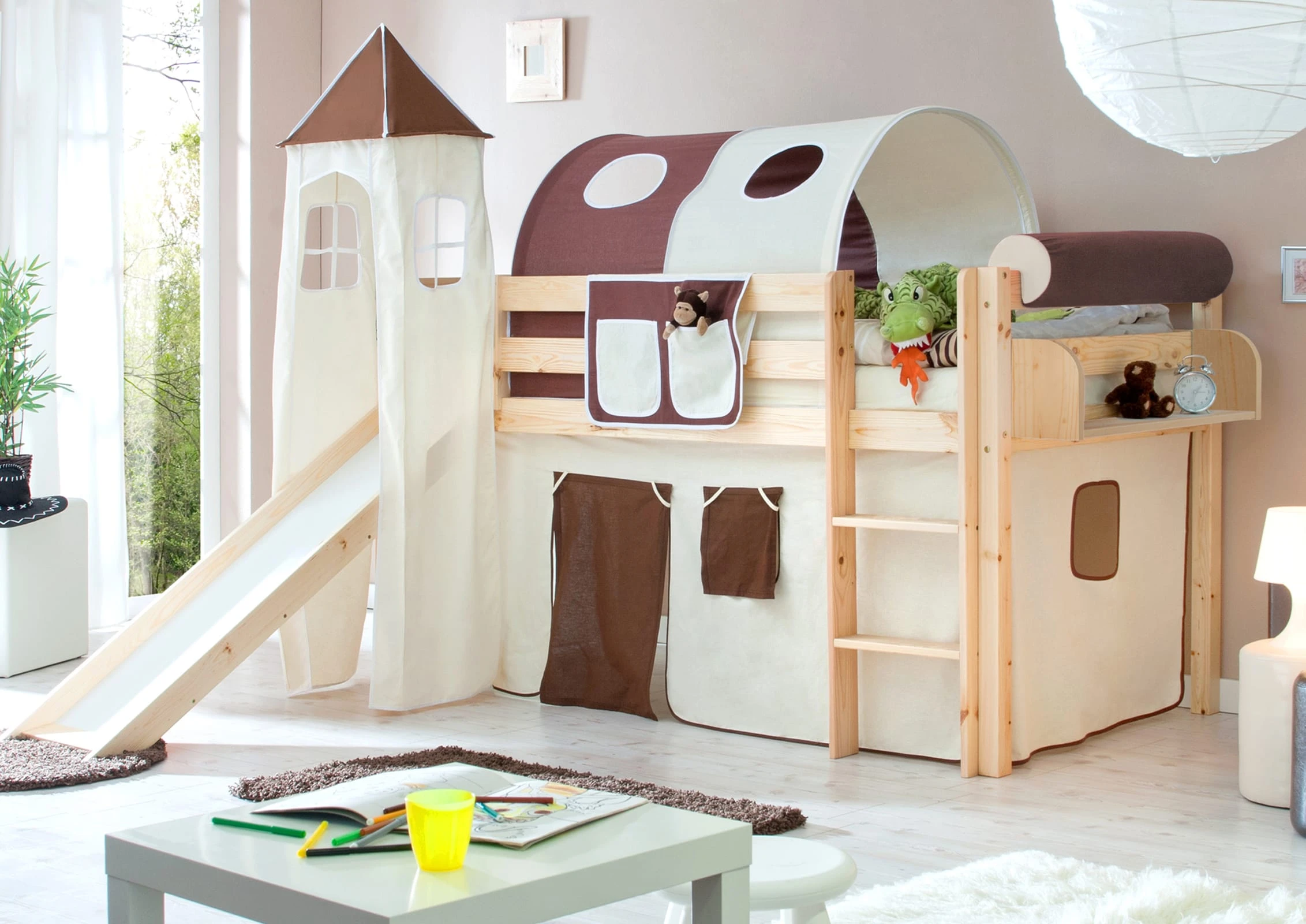 Ticaa Rutschbett Mit Turm Kasper In Beige-Braun - Image 2