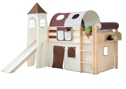 Ticaa Rutschbett Mit Turm Kasper In Beige-Braun