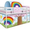 TICAA Hochbett "Einhorn Rainbow" Inkl. Zubehör Kiefer Weiß In Weiß