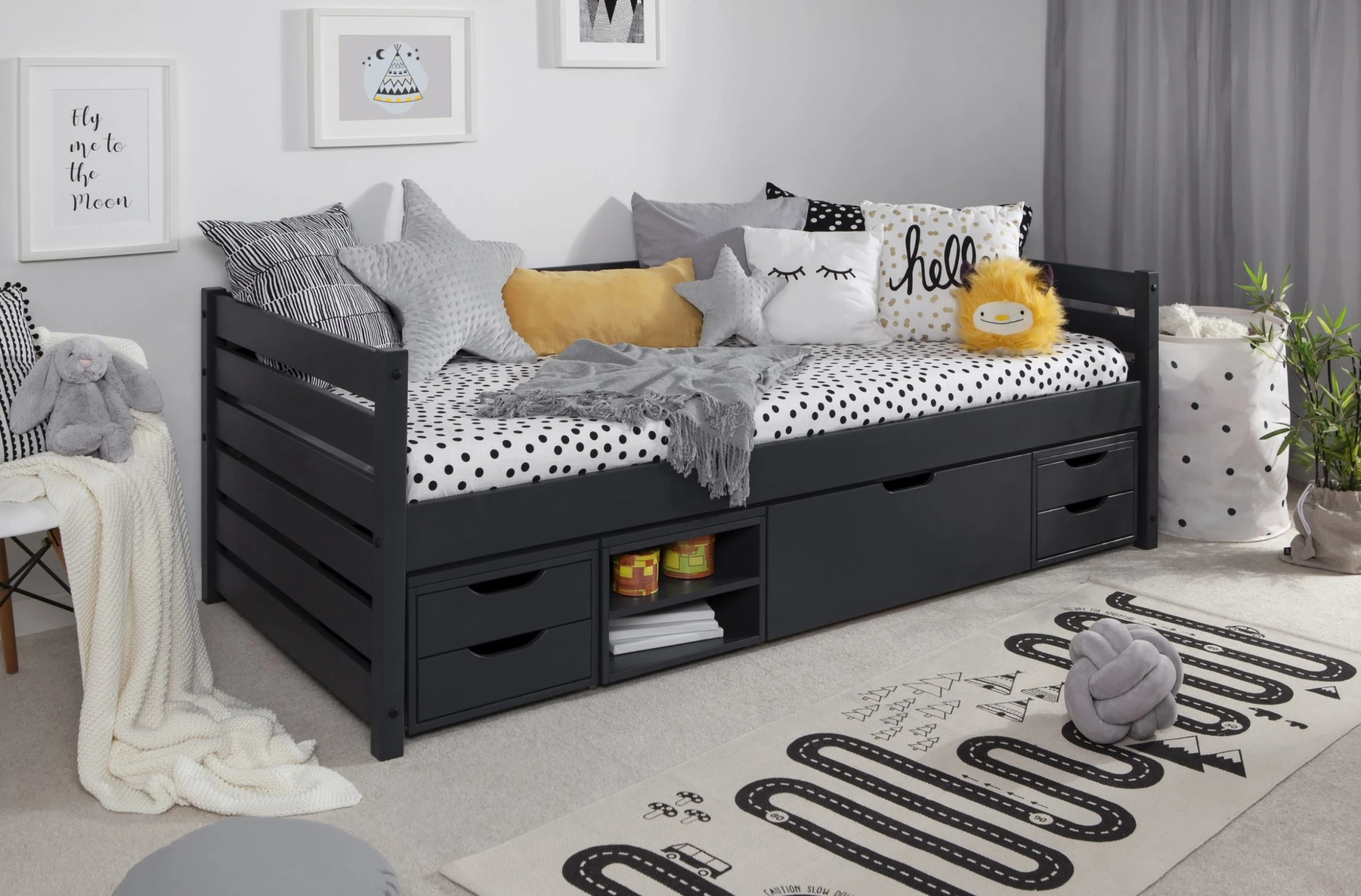 TICAA Sofabett Naomi Inkl. Funktionsschubkästen, 90x200 In Grau - Image 2