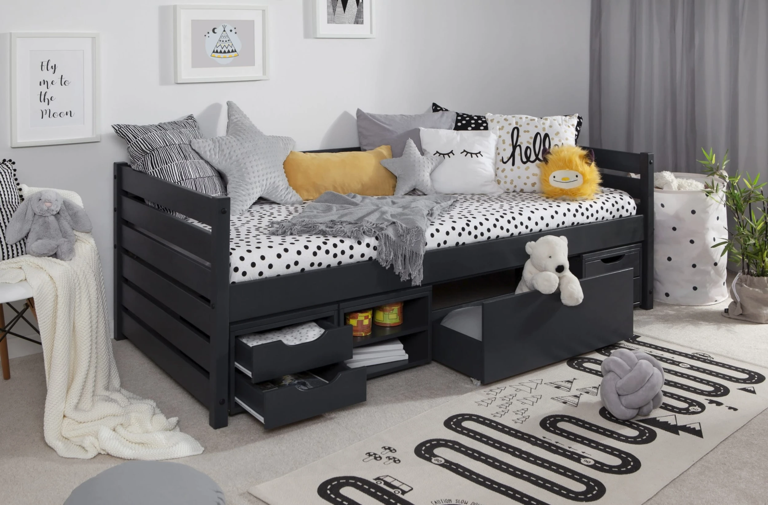 TICAA Sofabett Naomi Inkl. Funktionsschubkästen, 90x200 In Grau - Image 3