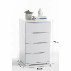 Vaja Nachtkommode Hoch In Weiß Dekor
