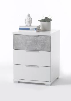 Vaja Nachtkommode Steffi Weiß/Beton Dekor In Weiß/grau