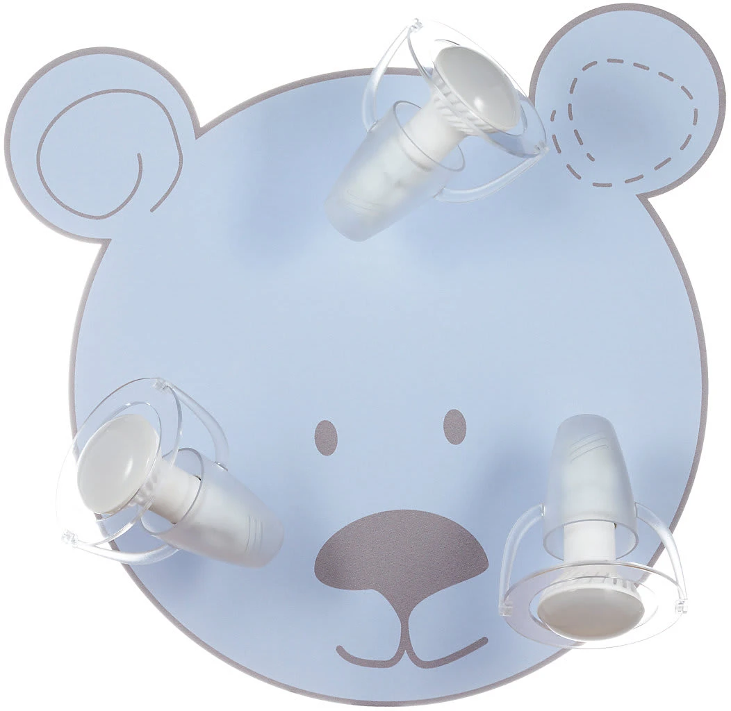 Waldi-Leuchten Deckenleuchte Bär, Hellblau, 3-flg.