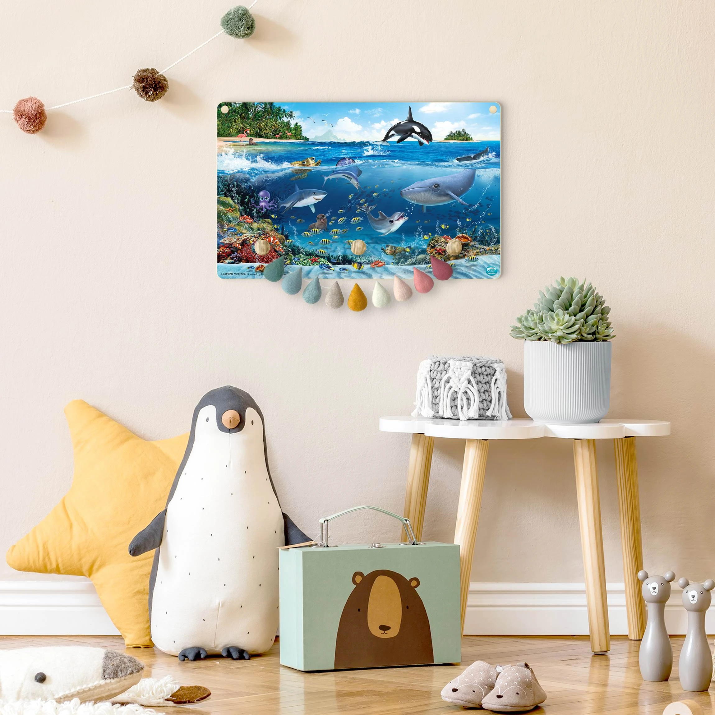 WallArt Kindergarderobe Holz - Animal Club Int. - Unterwassertiere In Blau - Image 4