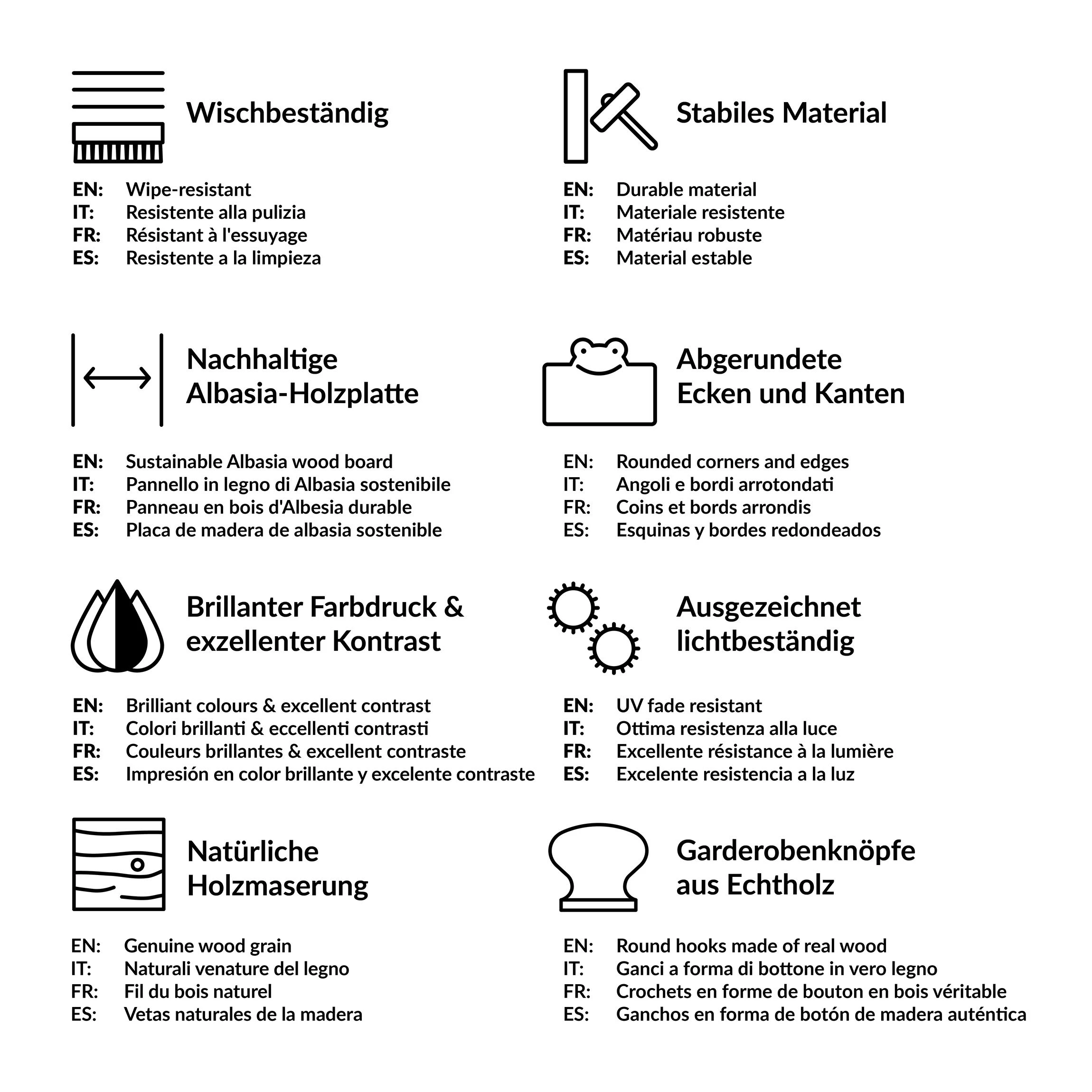 WallArt Kindergarderobe Holz - Anker Graublau Weiß In Blau – Bild 8