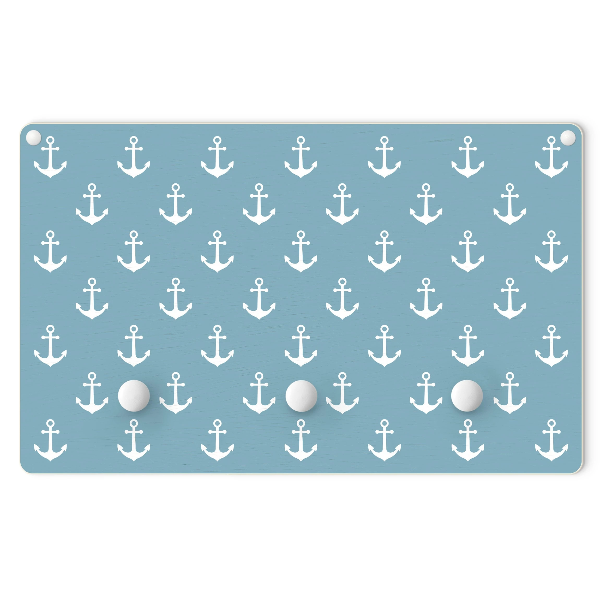 WallArt Kindergarderobe Holz - Anker Graublau Weiß In Blau